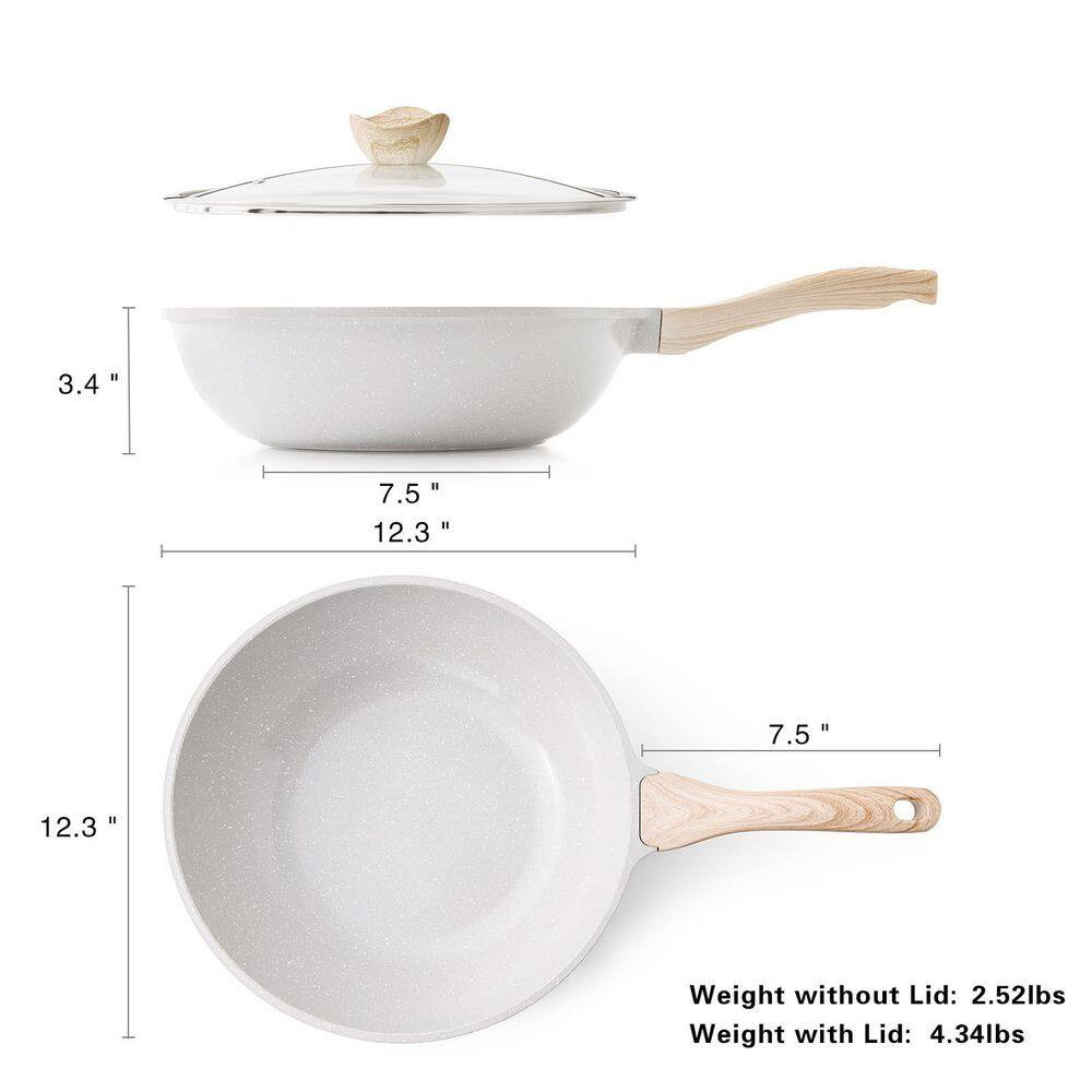 4.25 Qt. Ceramic Nonstick Saute Pan with Lid, Induction Compatible, PFOA PFAS Fr