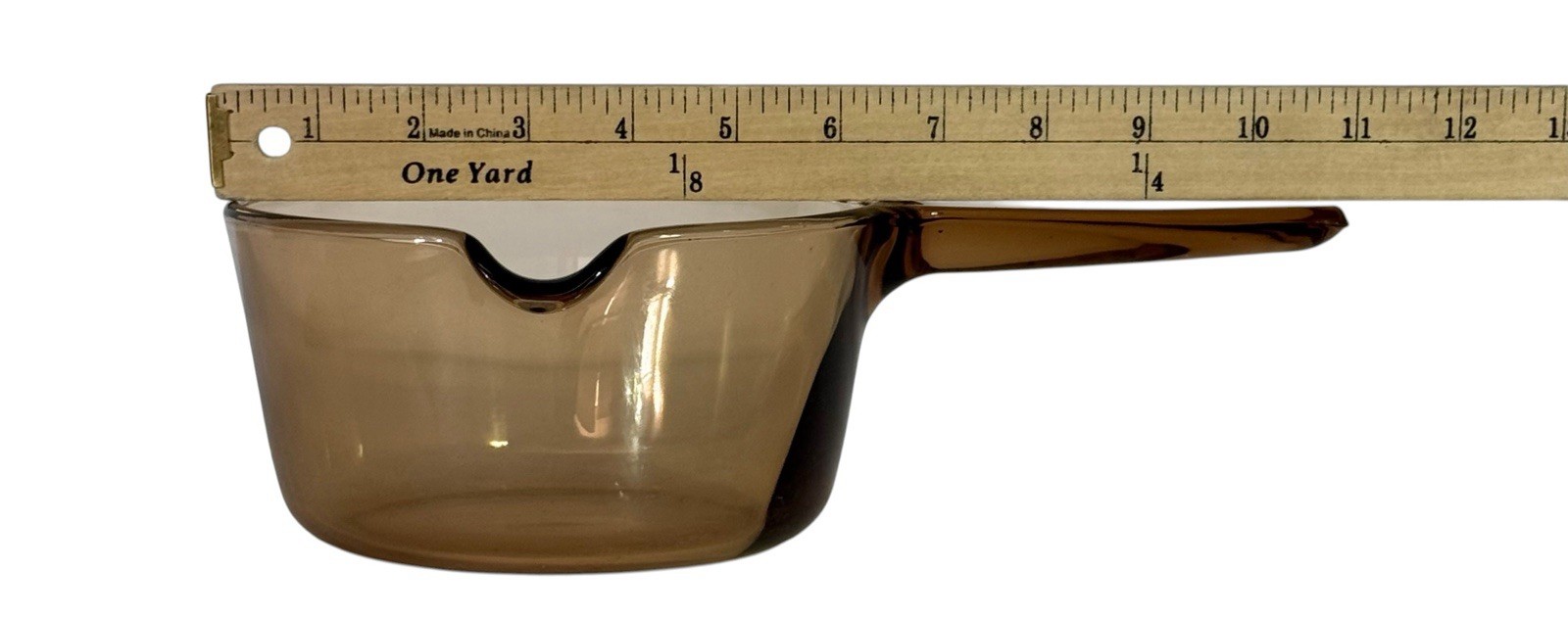 Vintage Vision Corning Ware USA 1 Liter Amber Saucepan Pot w/Pour Spout