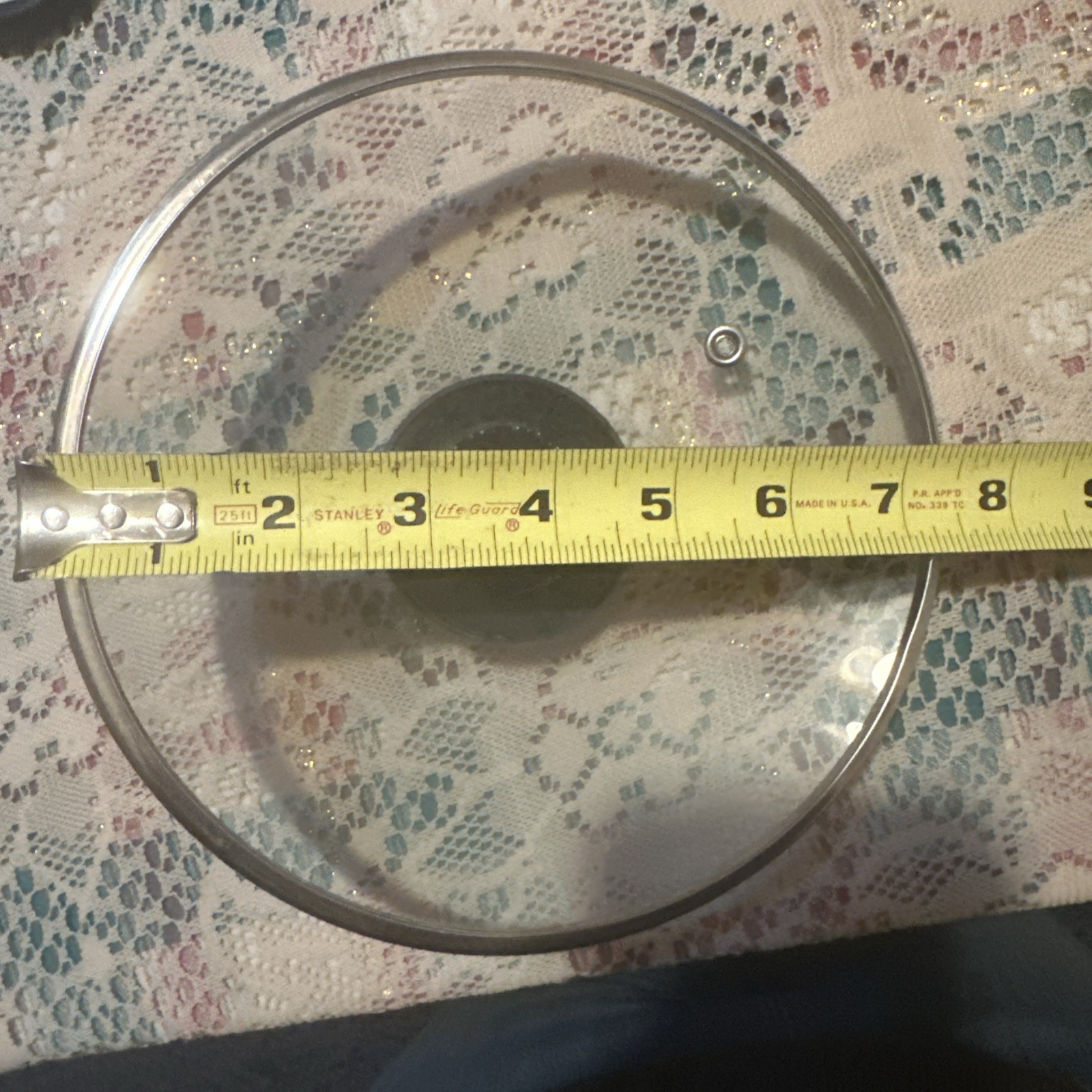 7 1/2”Lid Only. Unbranded Vented Glass Stainless Pot Cover 6 7/8” Inside