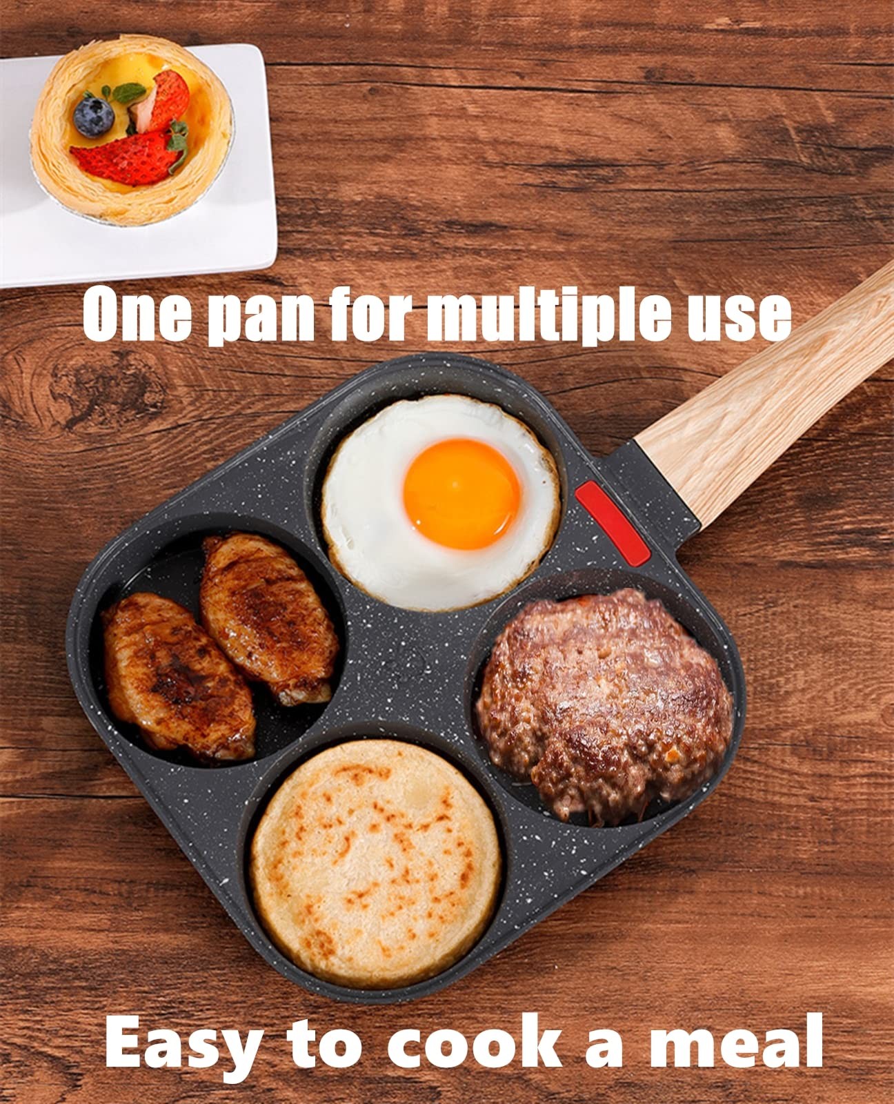 4-Cup Egg Pan Nonstick, and Granite Egg Frying Pan, Versatile Breakfast Skillet