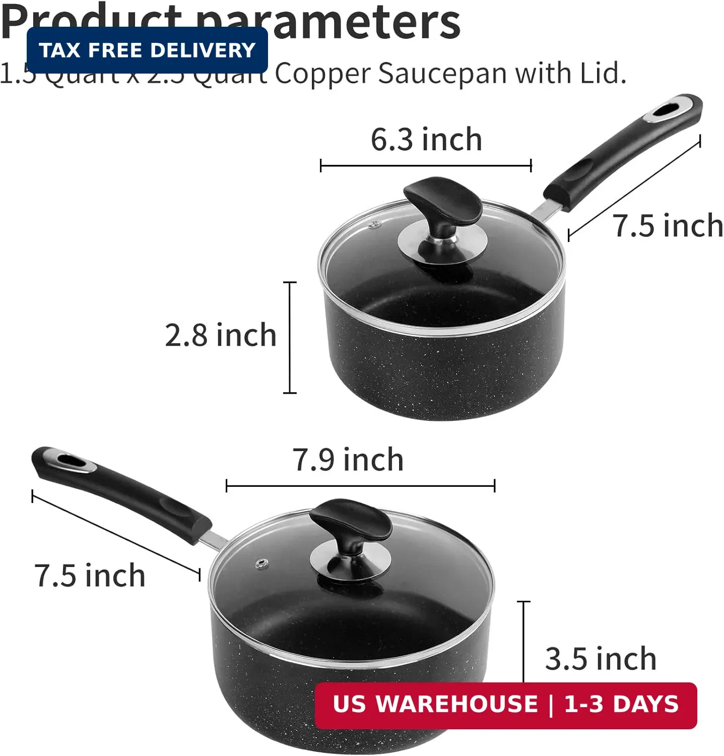 Nonstick Saucepan Set – 1.5 Quart and 2.5Quart,Ultra Non Stick Sauce Pan Small P