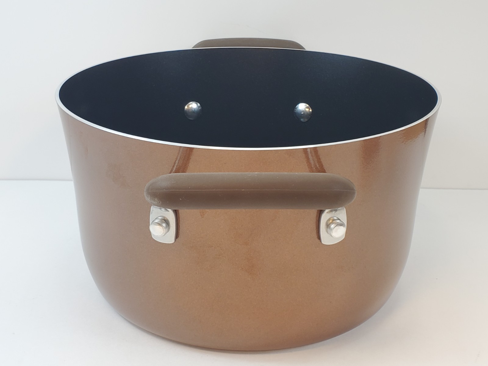 FARBERWARE 6 Qt Stock Pot Brown Non Stick Aluminum With Handles