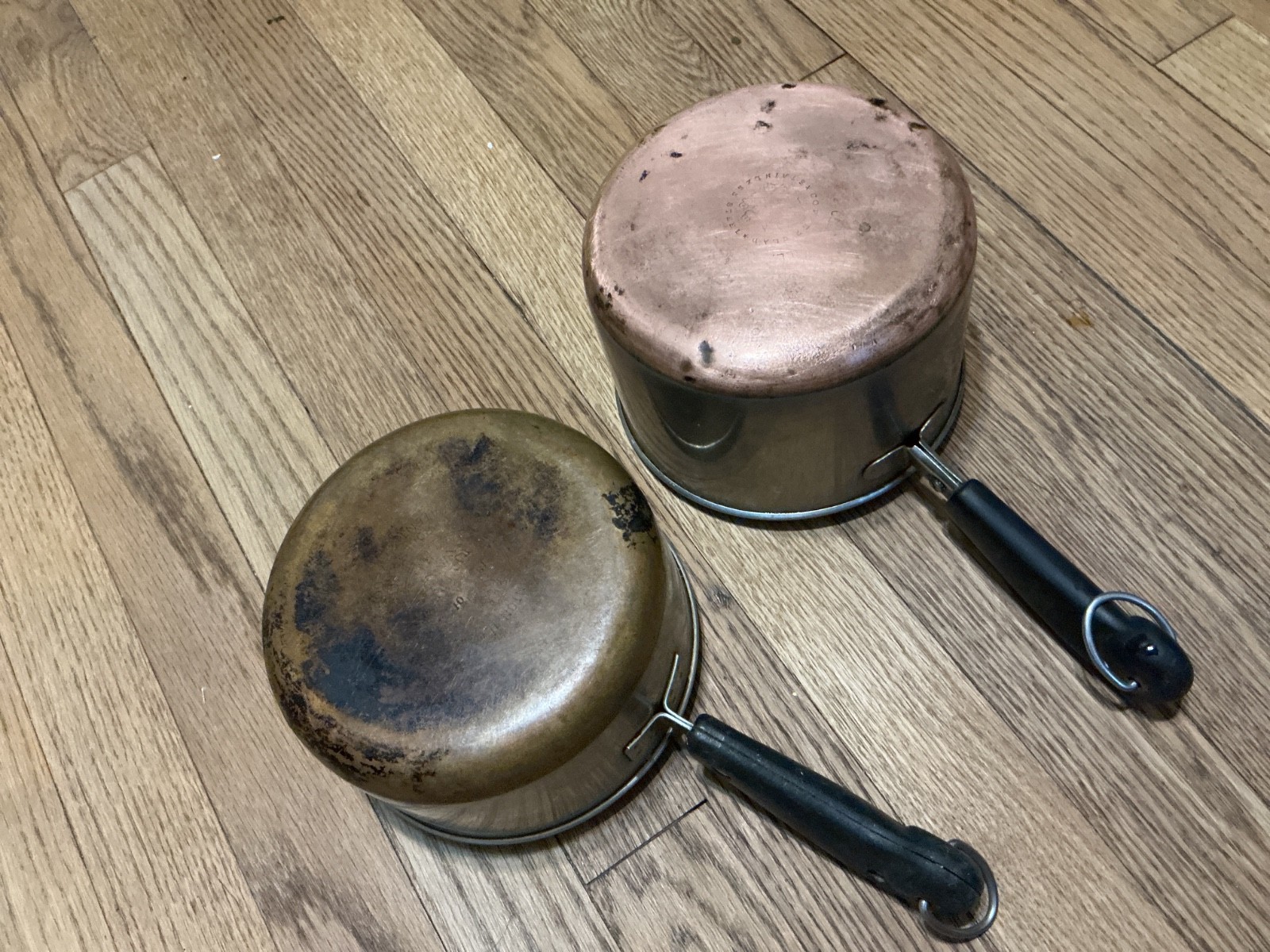 Stainless steel – copper clad cook pans, 6-1/4″, lot of 2