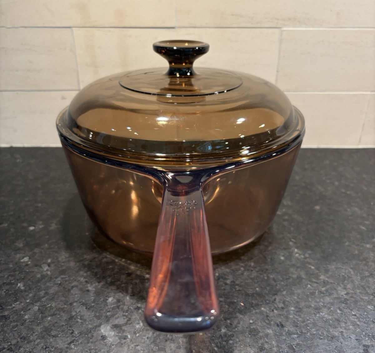 VTG Corning Ware USA Vision Amber Glass-2.5 L Saucepan With Pyrex Lid
