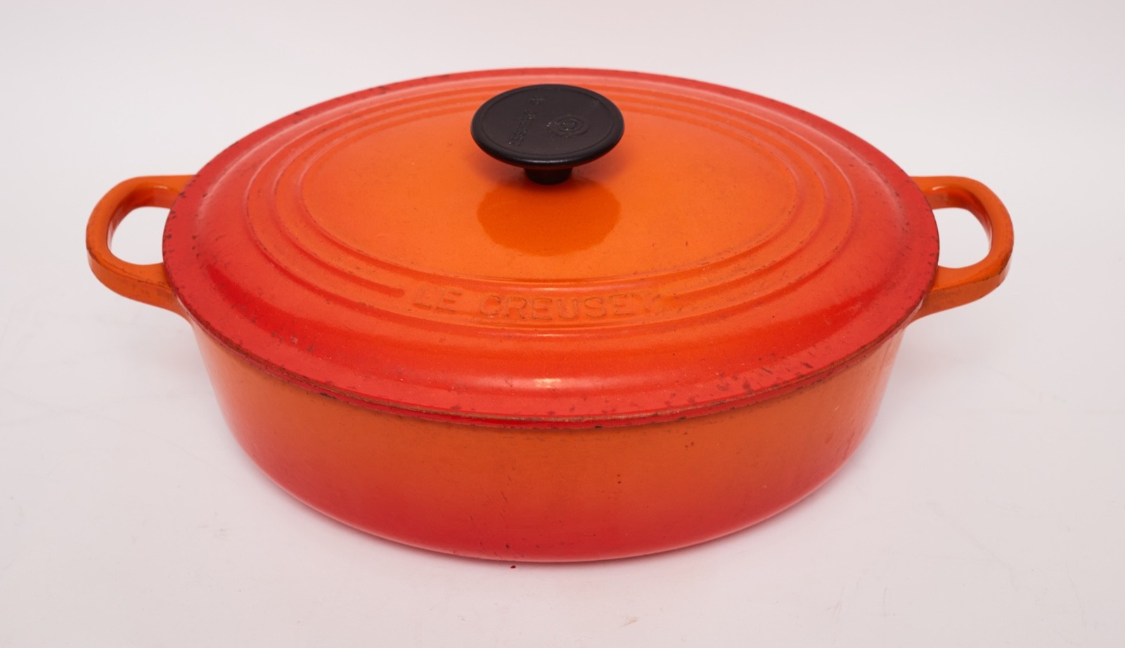 Le Creuset Oval Casserole Cocotte 27 CM 4.2L 4-1/4qt Volcanic Flame Red Orange