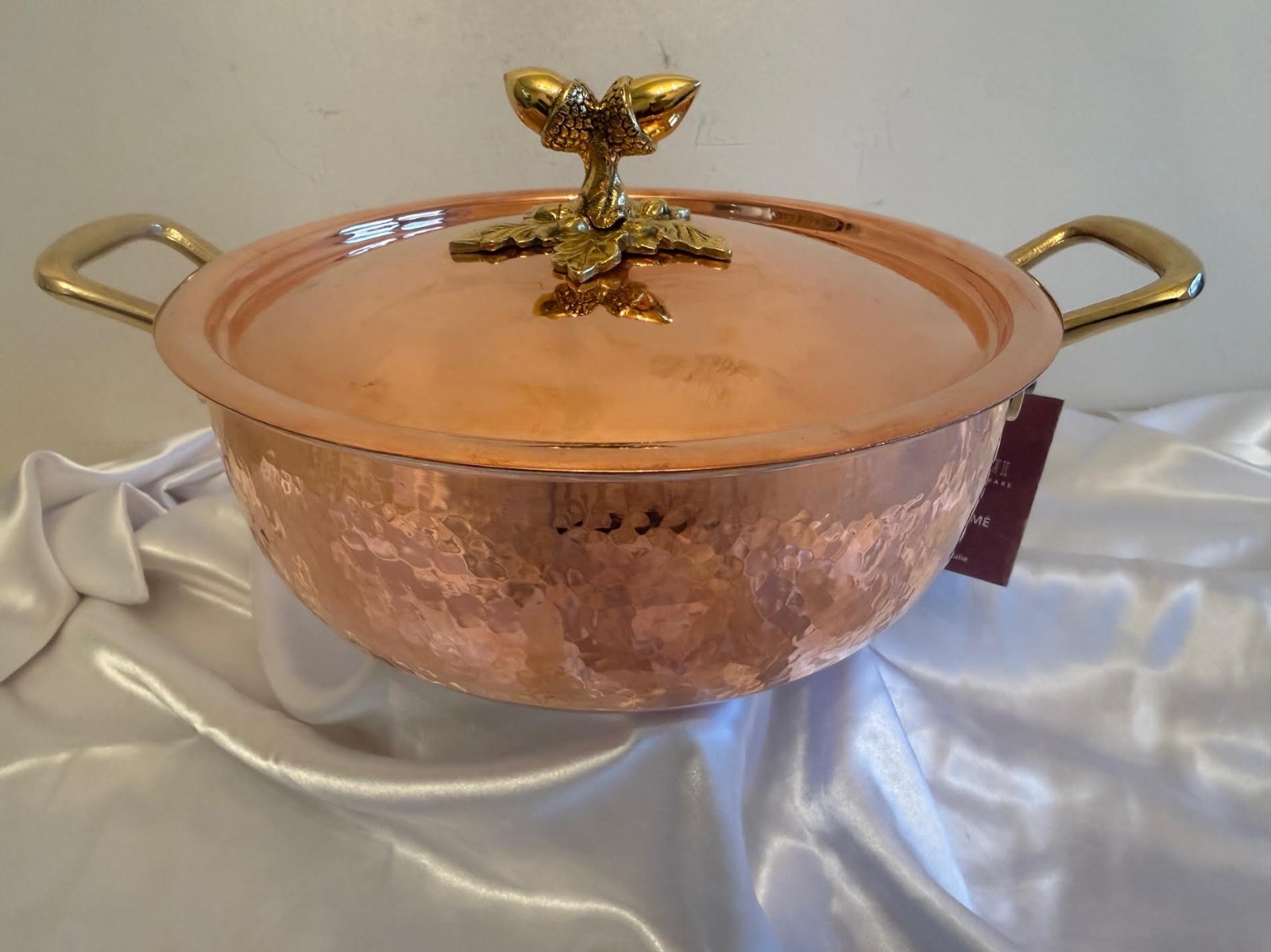 Ruffoni Copper Pot Historia Hammered Chef Braiser Acorn Knob, 24cm W/ LID 3.5QT