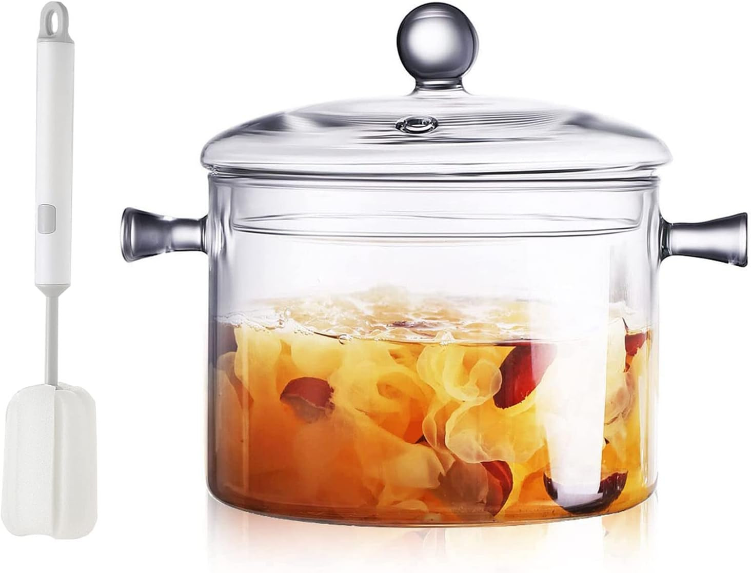 Clear Glass Simmer Pot for Stove Potpourri Cooking Saucepan with Cover Cookwa…