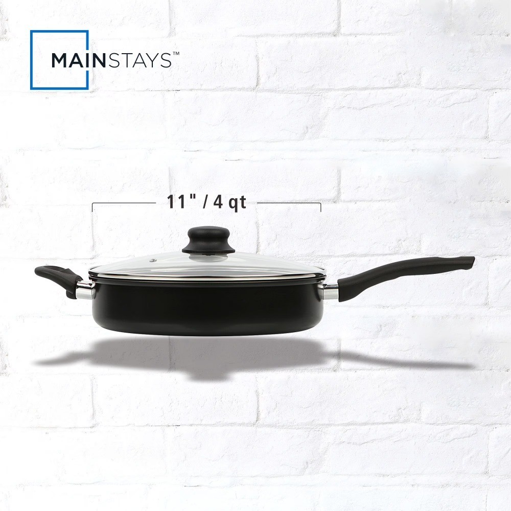 Large 28cm Non-Stick Jumbo Cooker Frying Pan with Glass Lid 4 Quart Multi-Use