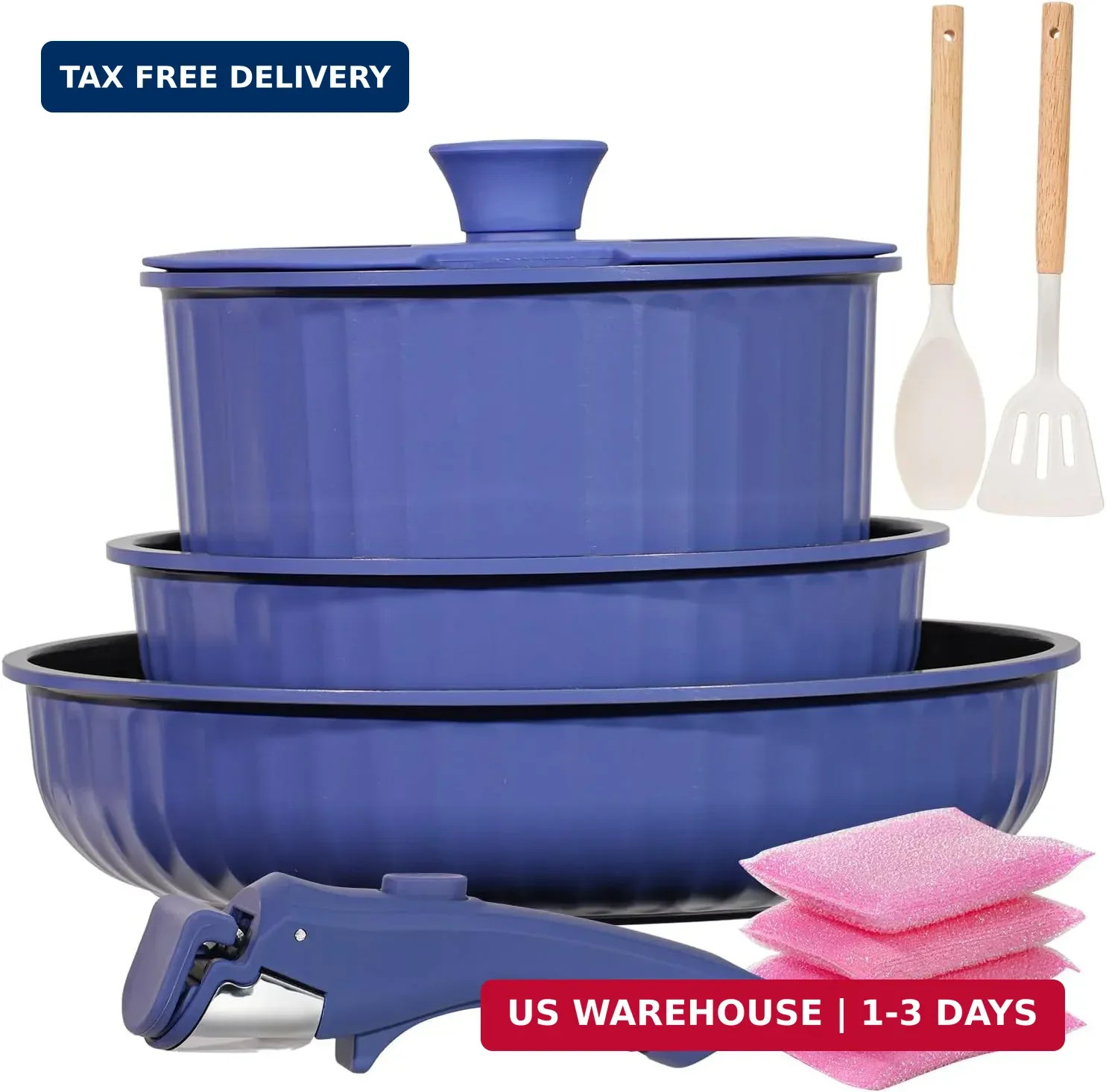 Vivicreate 11 Piece Pots and Pans Set Nonstick with Removable Handle, Induction