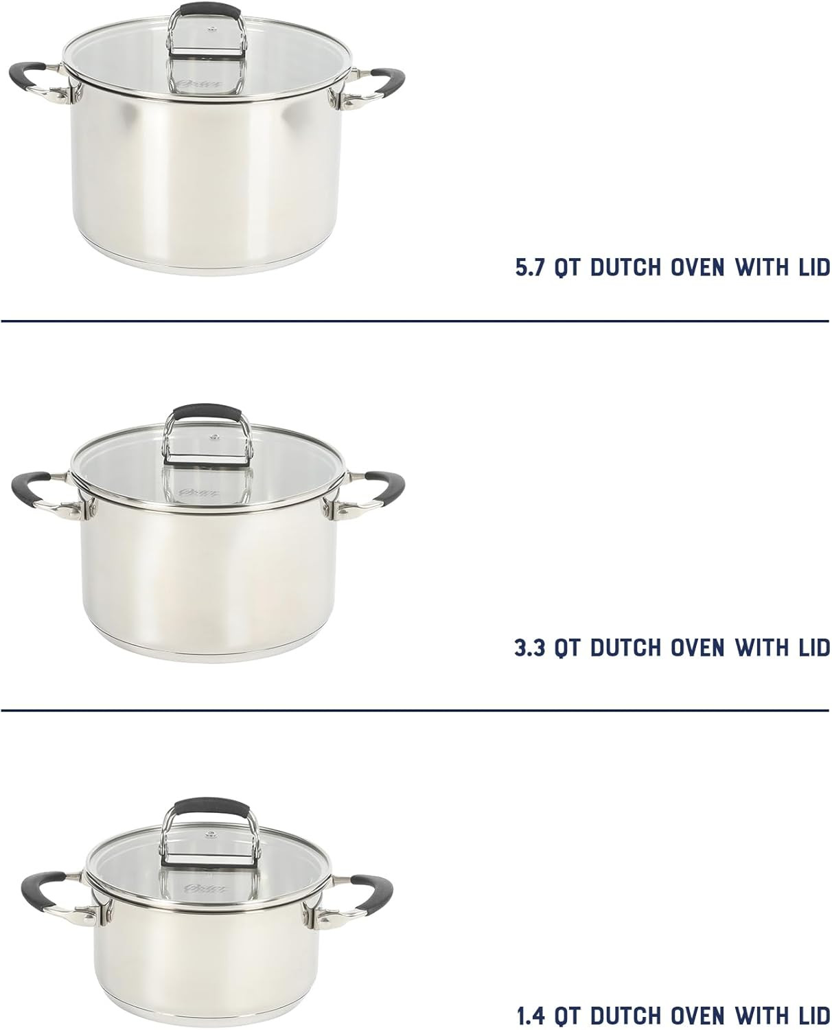 Oster Platinum Silverbolt 6 Piece Stackable Space-Saving Dutch Oven Sauce Pan Co
