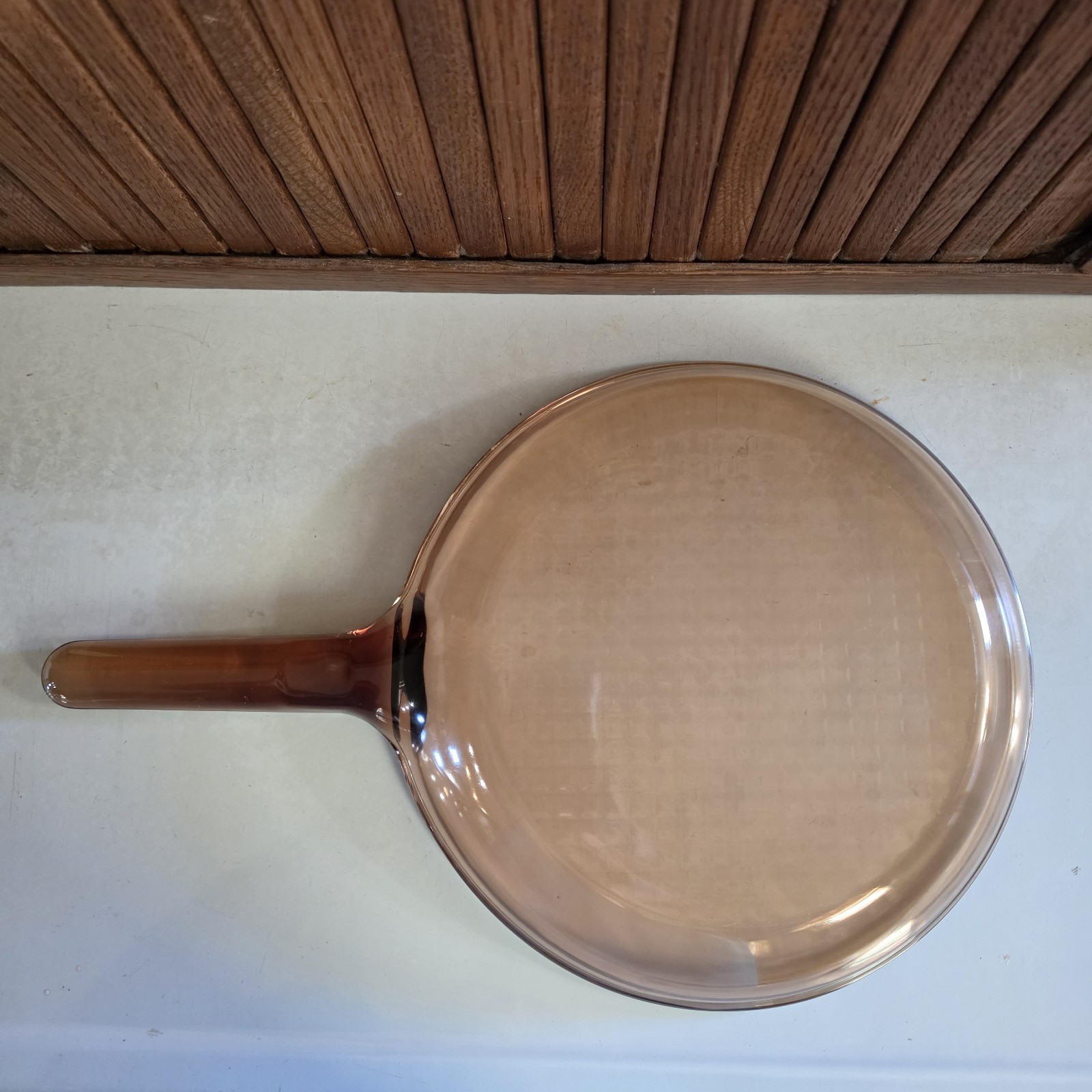 CorningWare Vision #10 Amber 10.5” Skillet Pan Waffle Bottom Vintage ‘70s No Lid
