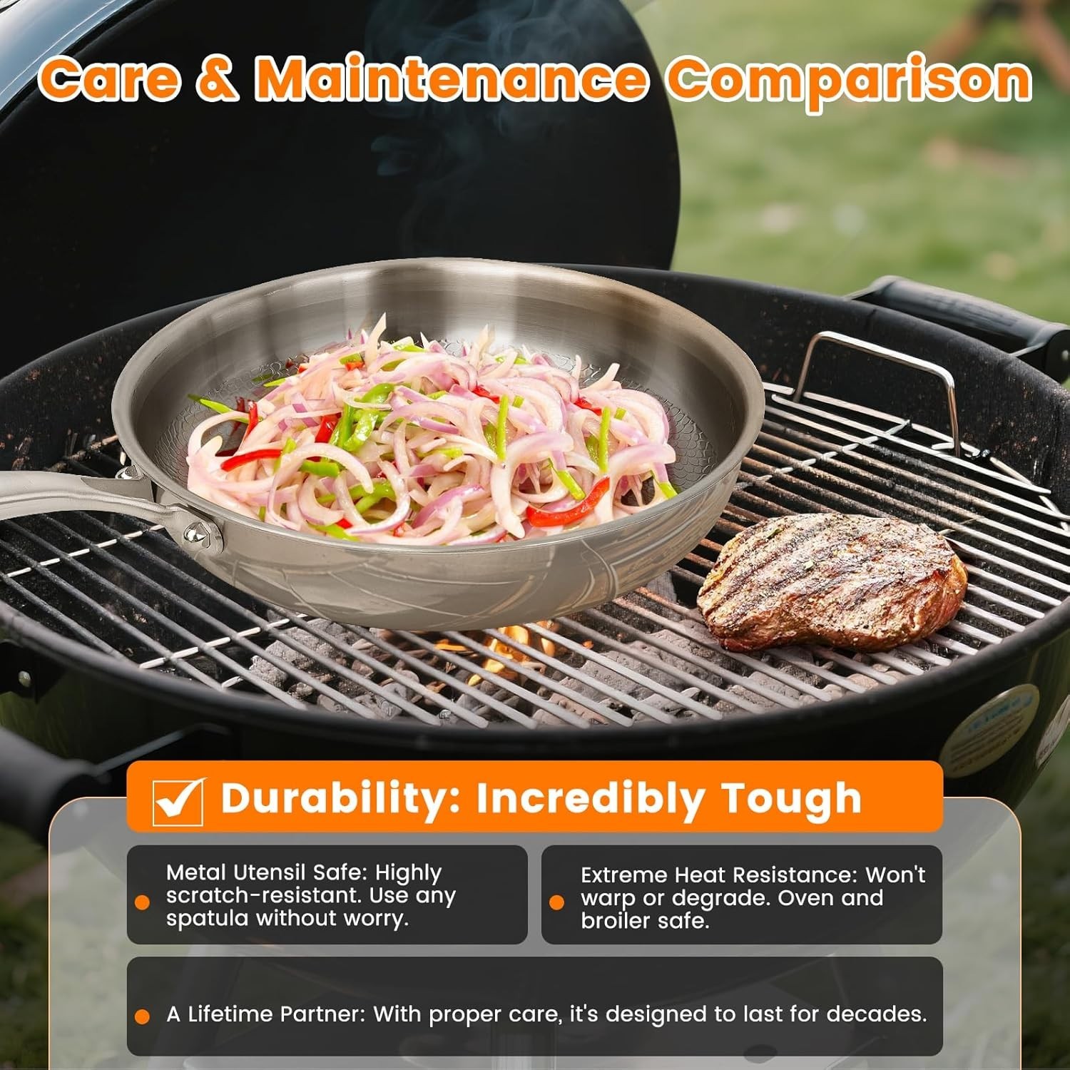 NEW 11in Titanium Frying Pan Non Stick Scratch Resistant With Lid