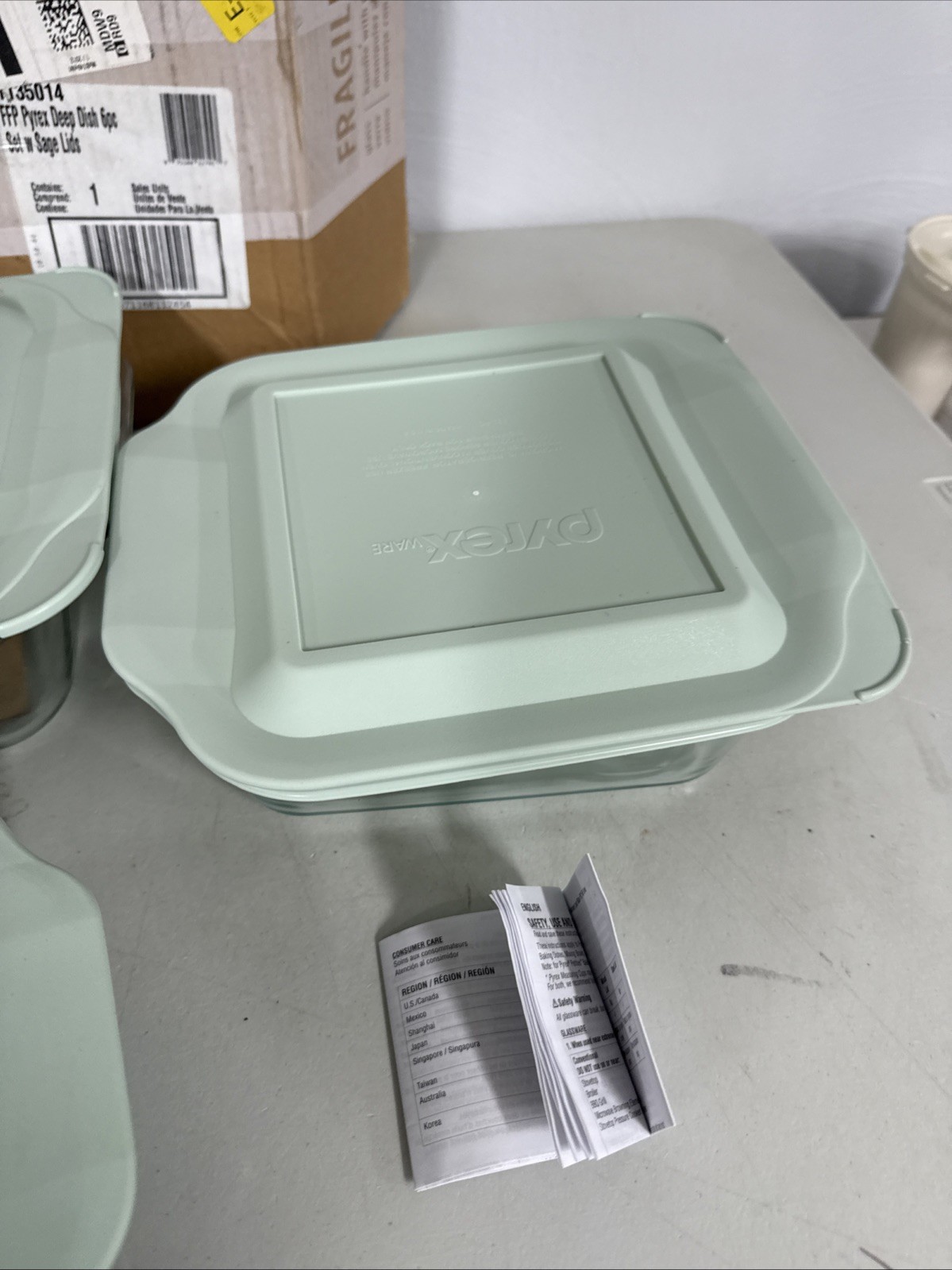 Pyrex Deep 6pc Glass Baking Dish Set (9″X13″, 7″X11″, 8″X8″) Bpa-Free Sage Lids