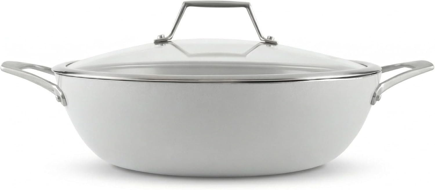 12-Inch Ceramic Nonstick Chef Pan 5Qt w/ Lid PTFE PFOA-Free