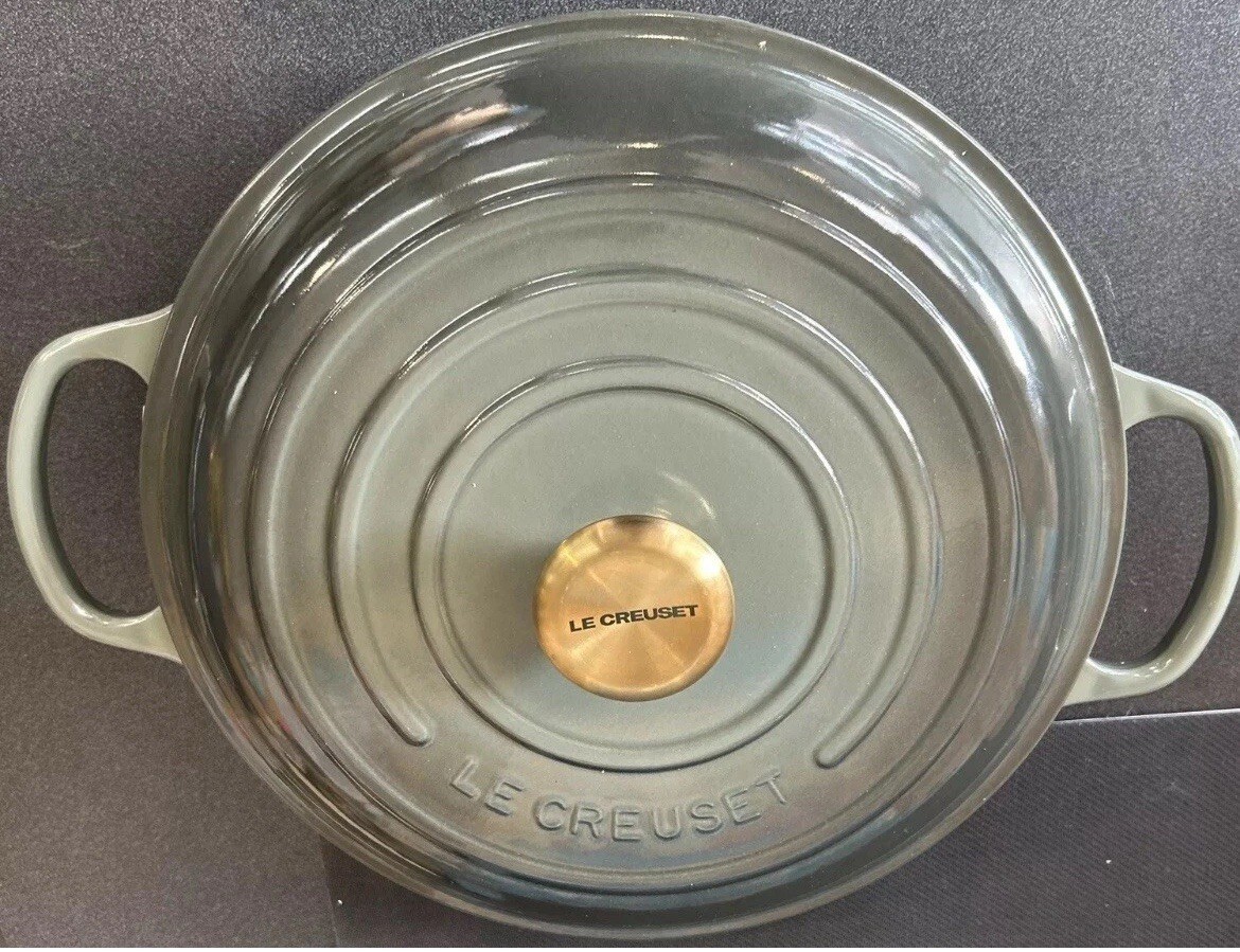 NEW Le Creuset 5 Qt Braiser Thyme Cast Iron France 304 Gold Knob Enameled Chef