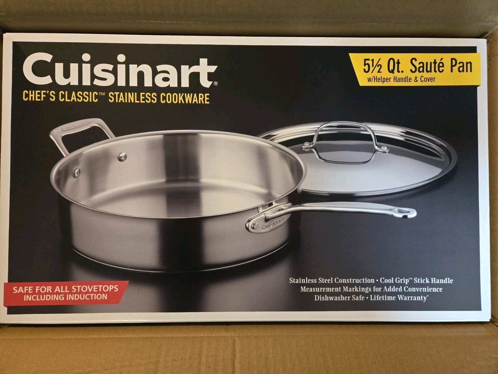 Cuisinart Chef’s Classic 5.5 Qt Stainless Saute Pan w/ Cover