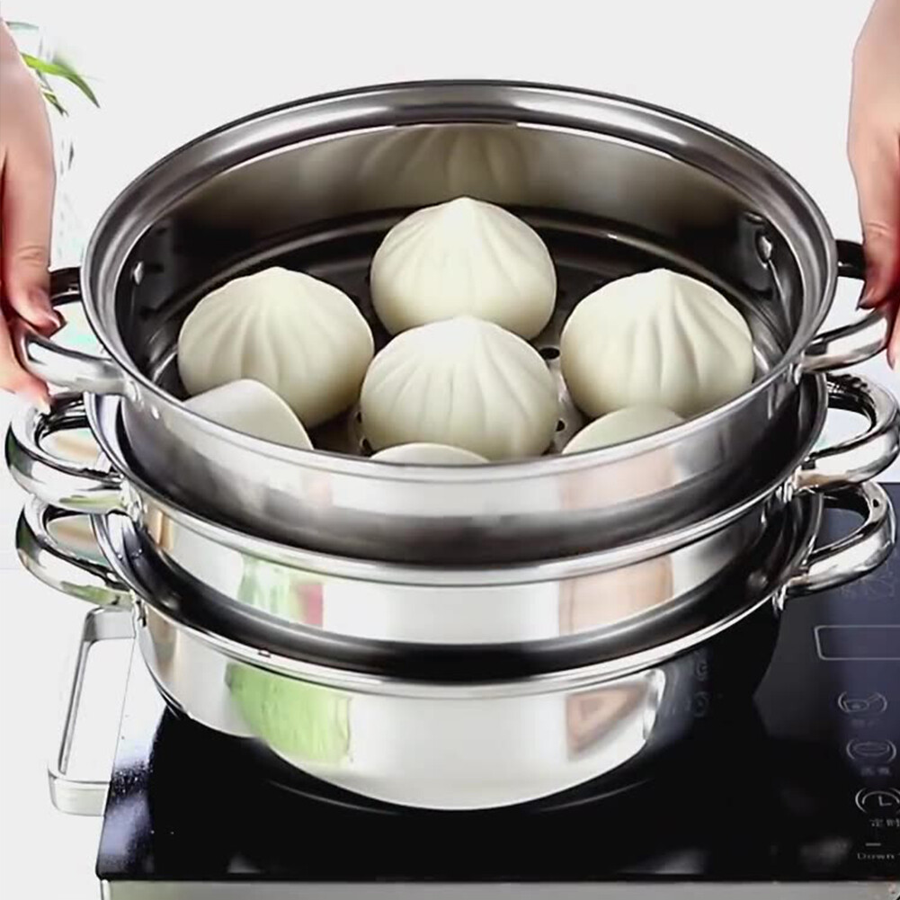 3-Tier Stainless Steel Steamer – Versatile Cooking for Home & Commercial Use USA