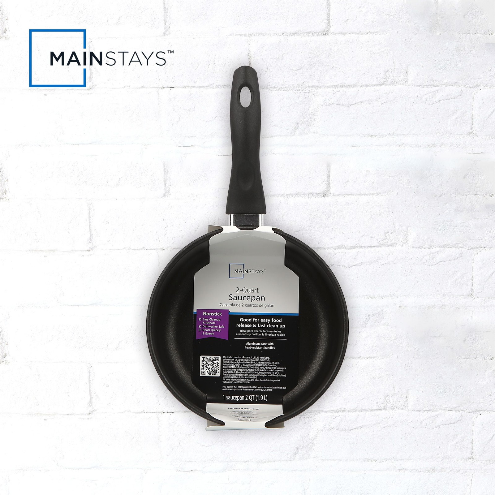 2 qt Non-Stick Aluminum Saucepan, Black