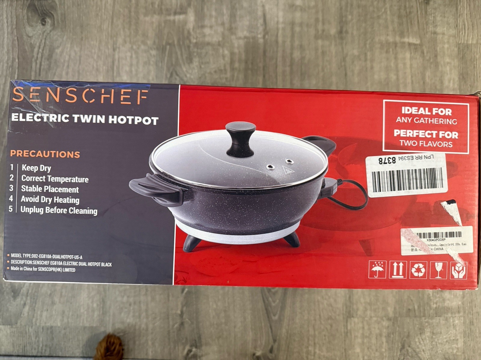 SENSCHEF TWIN Electric Hot Pot Divider EvenHeat Cast Aluminum 1500W 4.5Qt Shabu