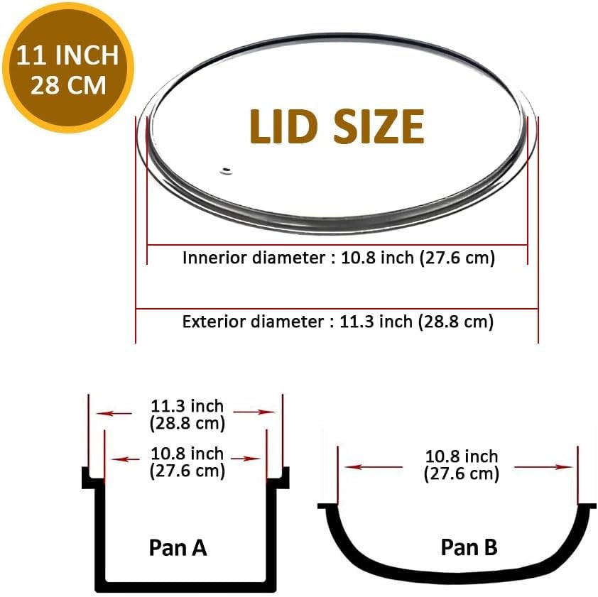 Glass Lids for Pots and Pans, 8, 11, 12, 12.6 Inch Pan Covers for Cookware,