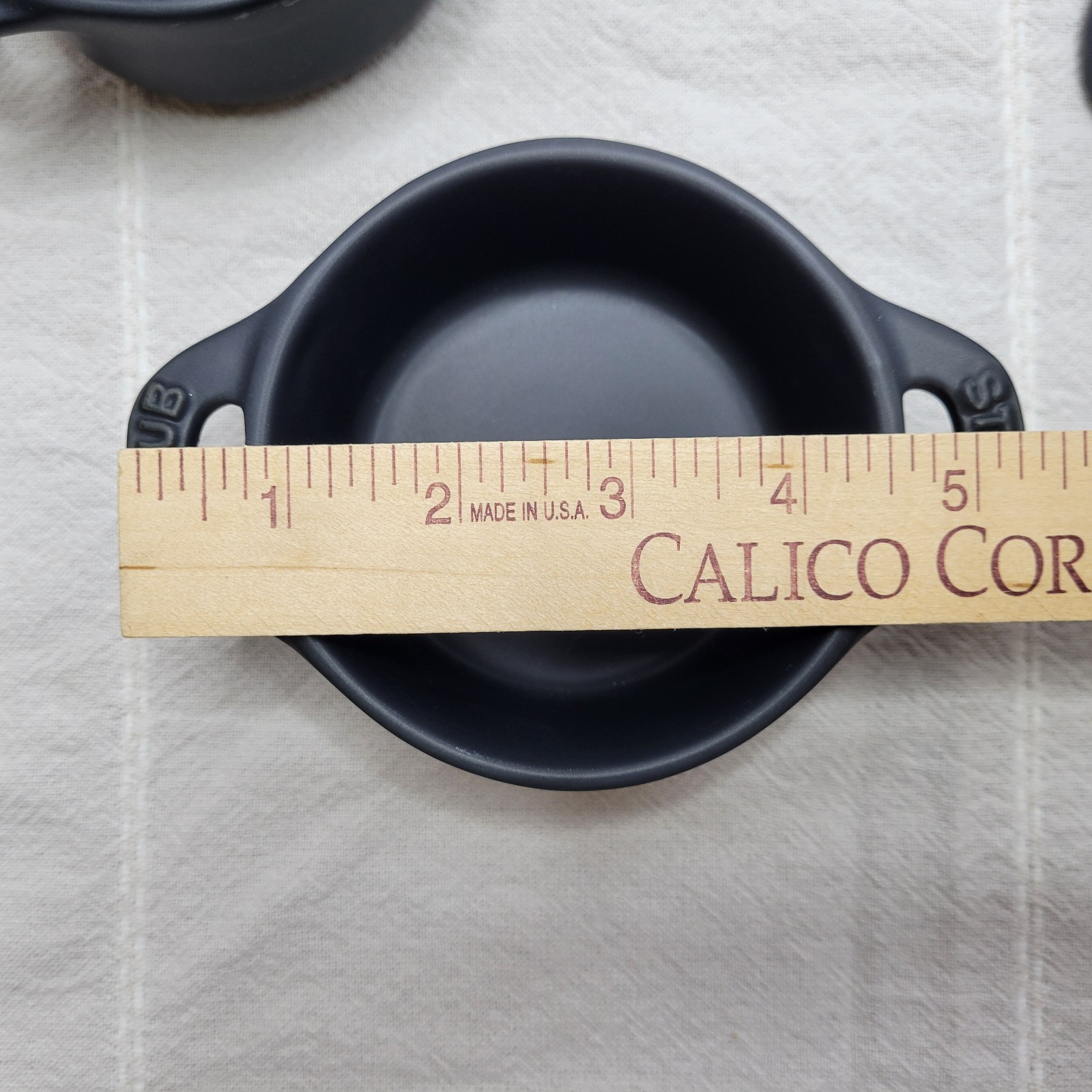 Staub Mini Round Cocotte Set of 3 Ceramic Round Black Matte Casserole 0.25 qt