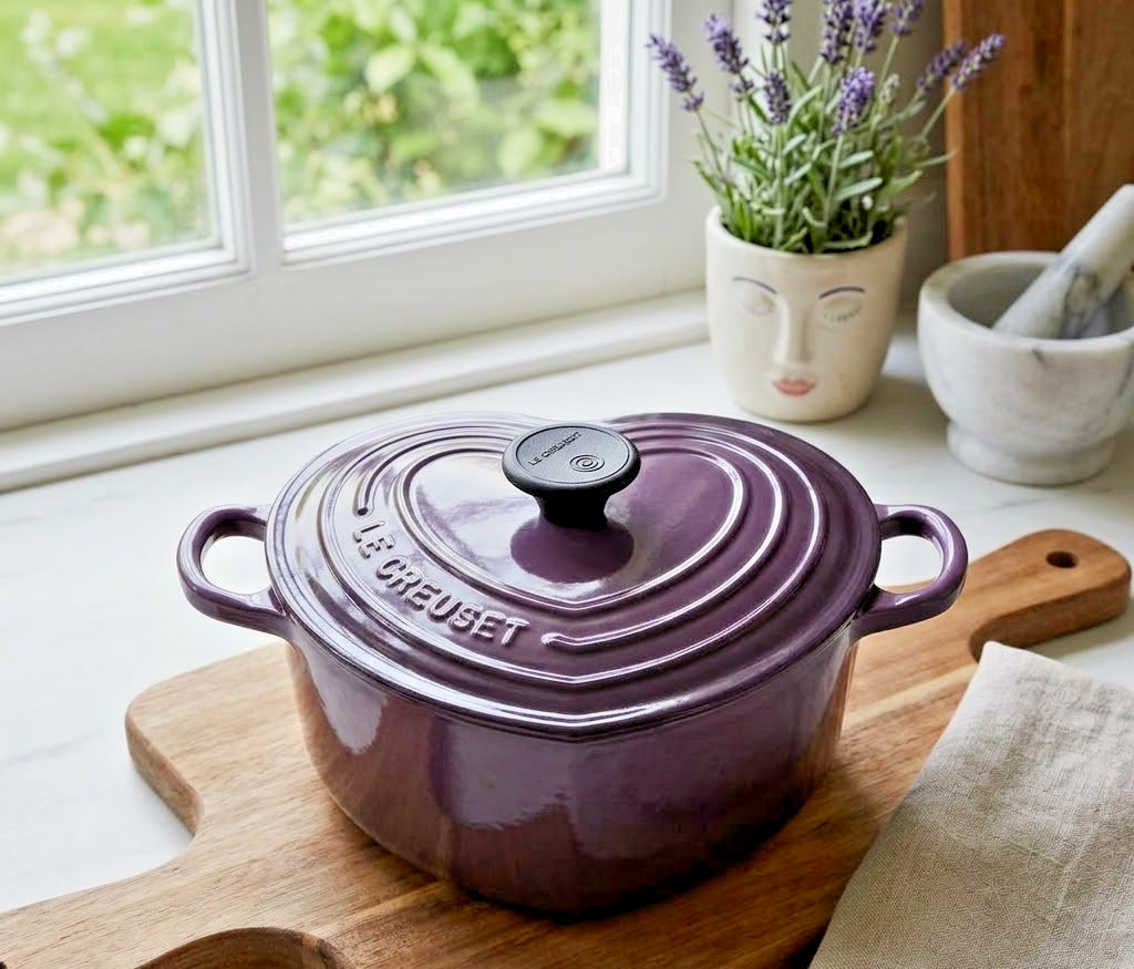 Le Creuset Cocotte D’amour Heart Dutch Oven 2Qt 20cm Cassis Purple Cast Iron