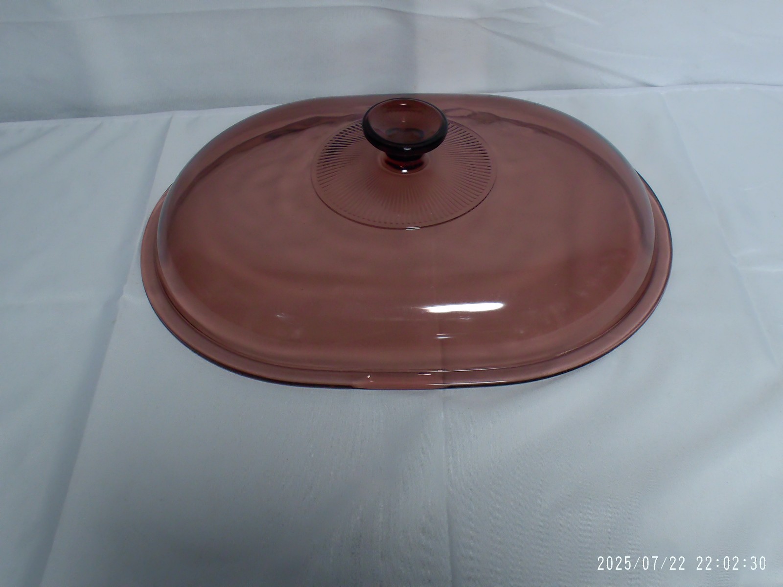 “Pre-Owned” Pyrex Cranberry Ribbed V-34-C Replacement Roaster Lid 12-5/8″x9-5/8″