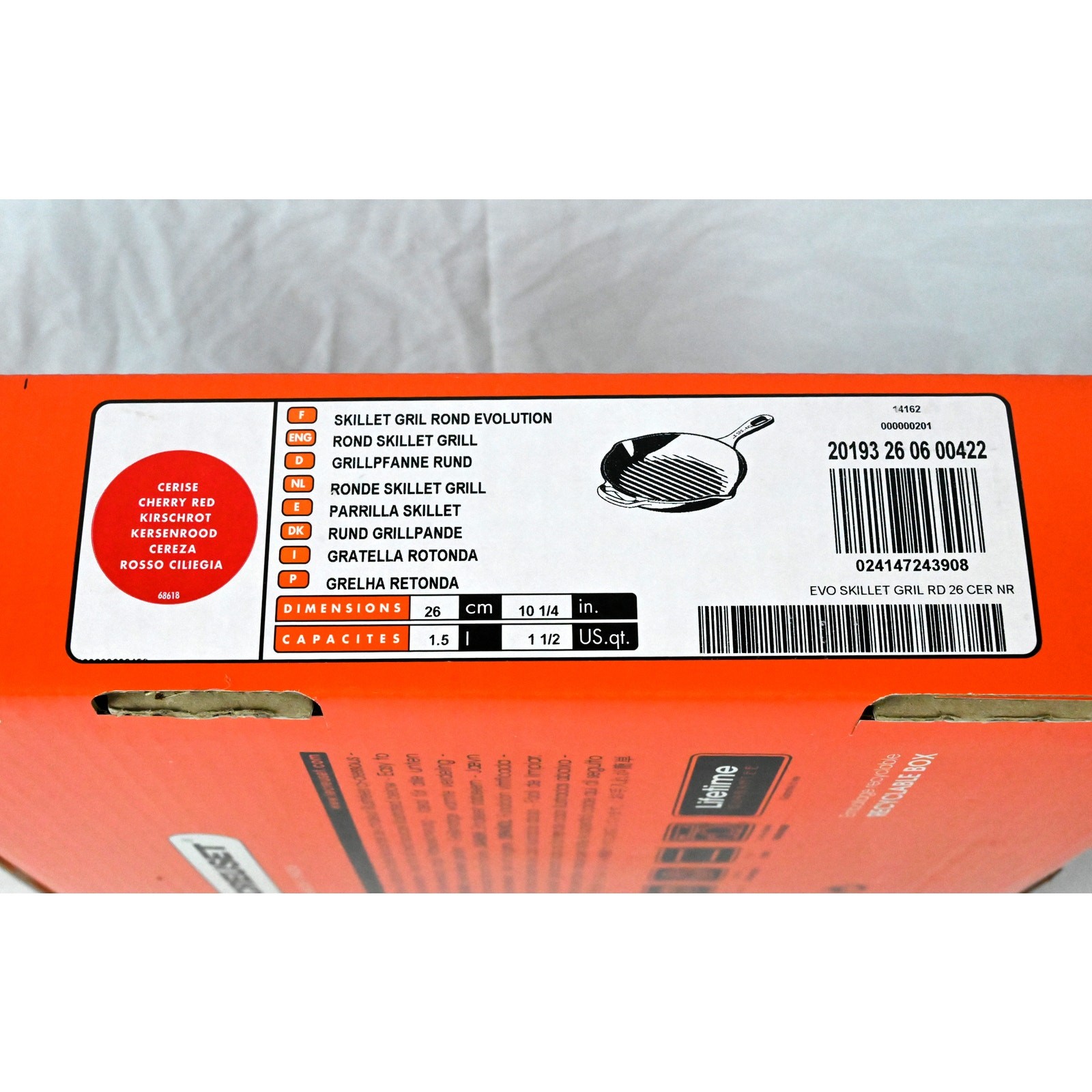Le Creuset Round Skillet Griddle Pan 10″/26cm Cerise/Cherry Red 1 1/2qt NIB