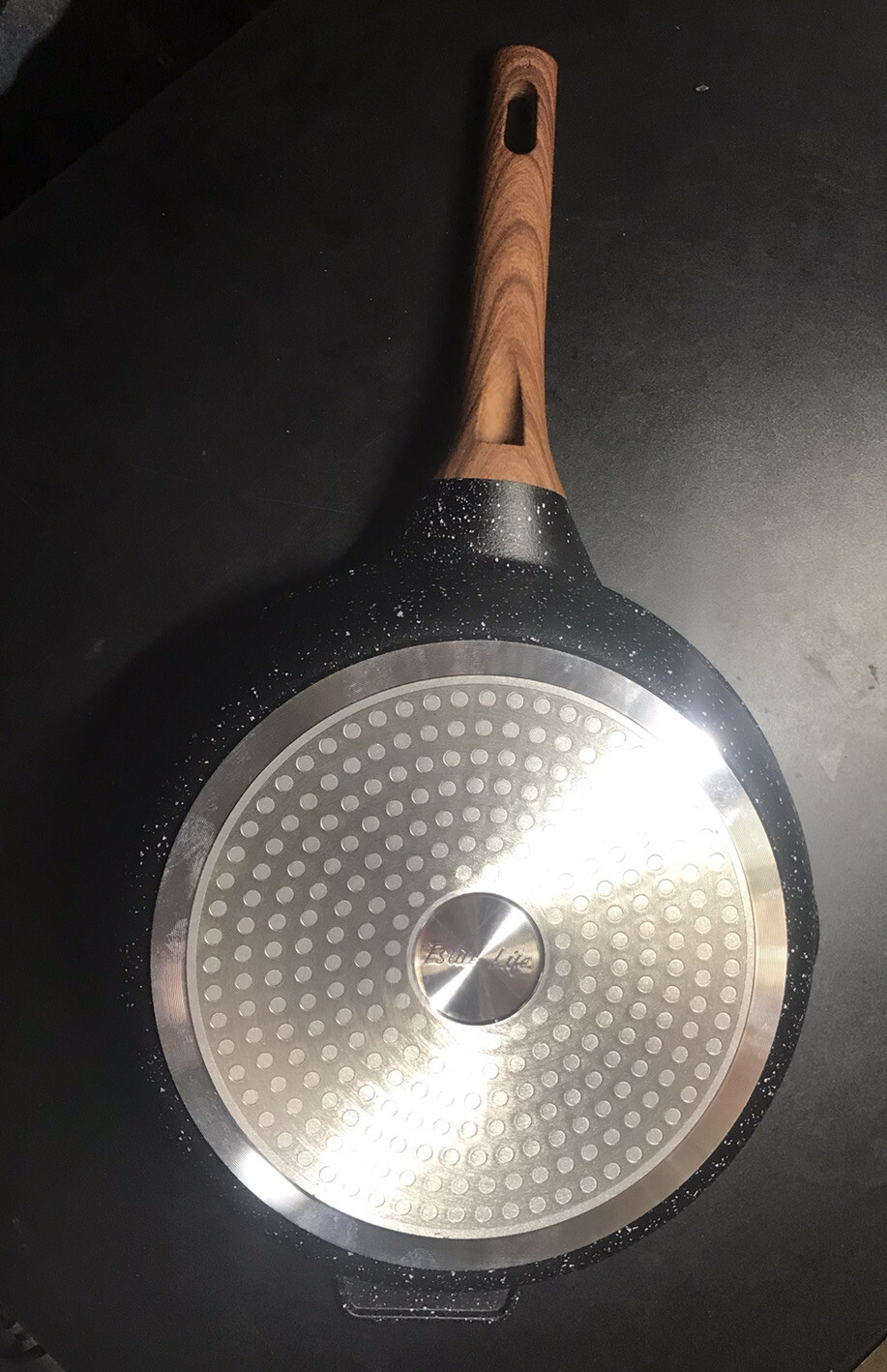 Eslite Life Deep Frying Pan with Lid Saute Pan Granite Coating, 11 Inch 5 Quart
