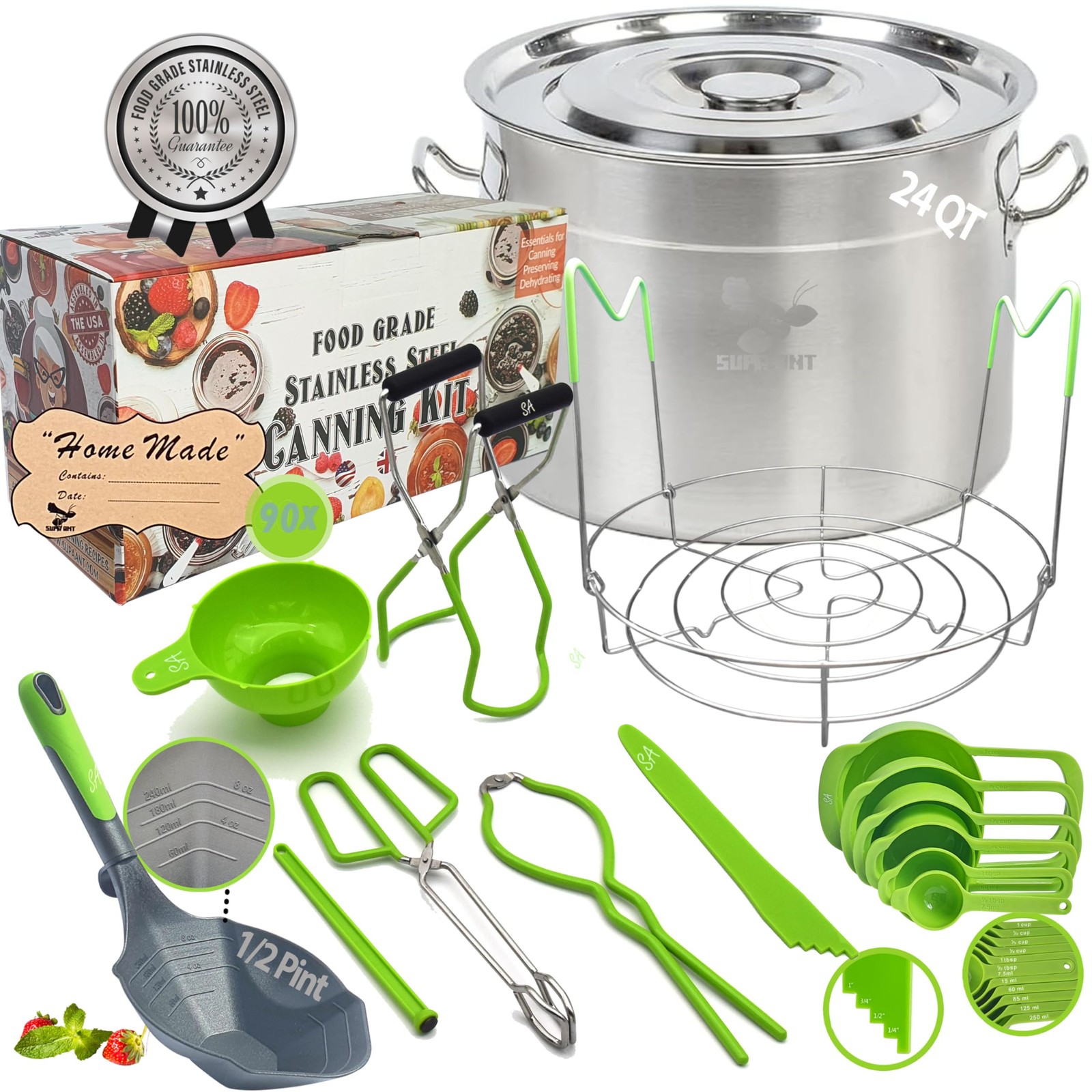 Food Grade 24 Qt Stainless Steel Canning Pot with Rack and Lid Large Water Bath