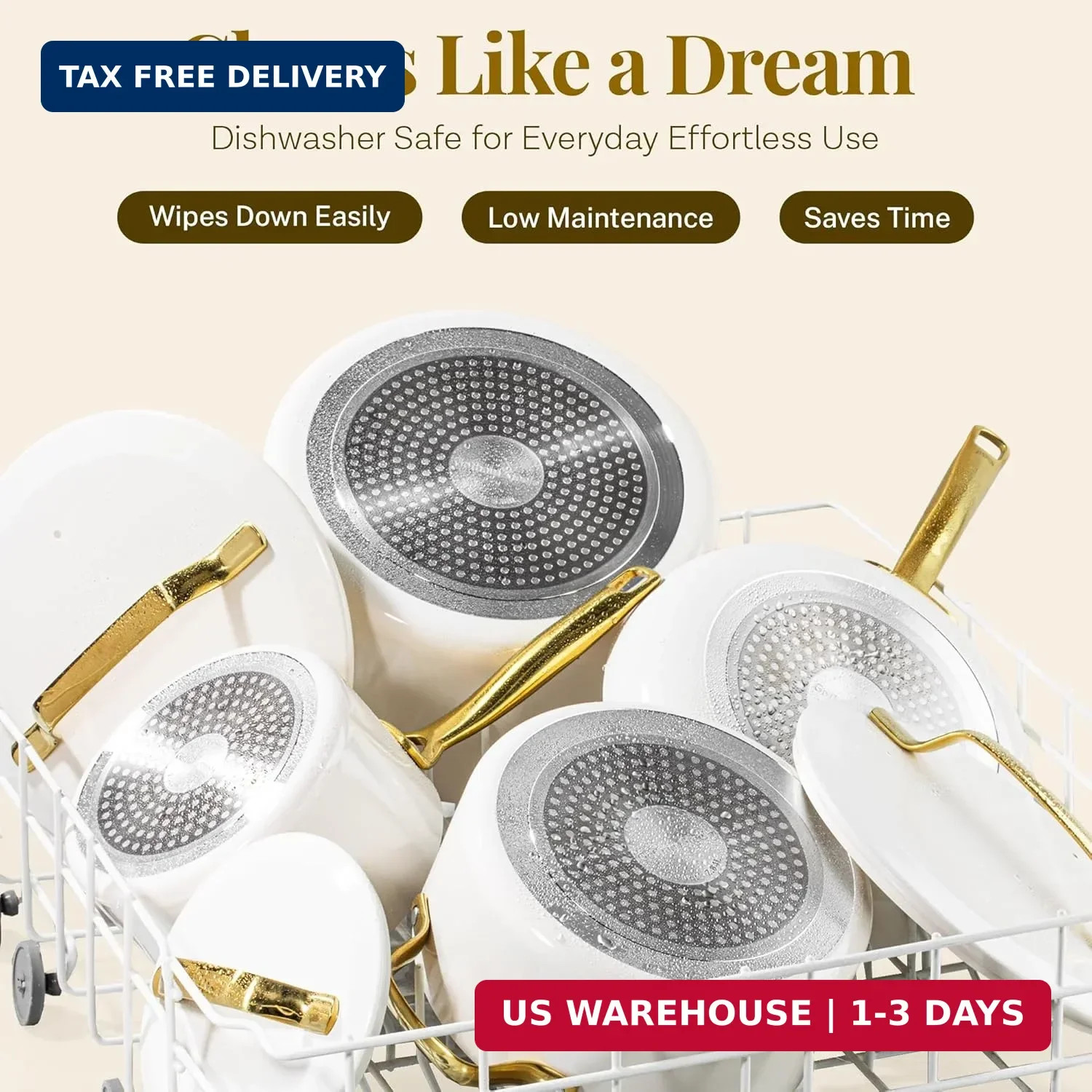 Gotham Steel Modern 11 Pc Ceramic Cookware Set, Elegantly Designed Pots and Pans