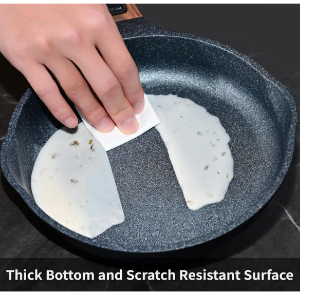 8 Inch Smart Nonstick Frying Pan with Removable Handle,Cast Aluminum and Anti-S
