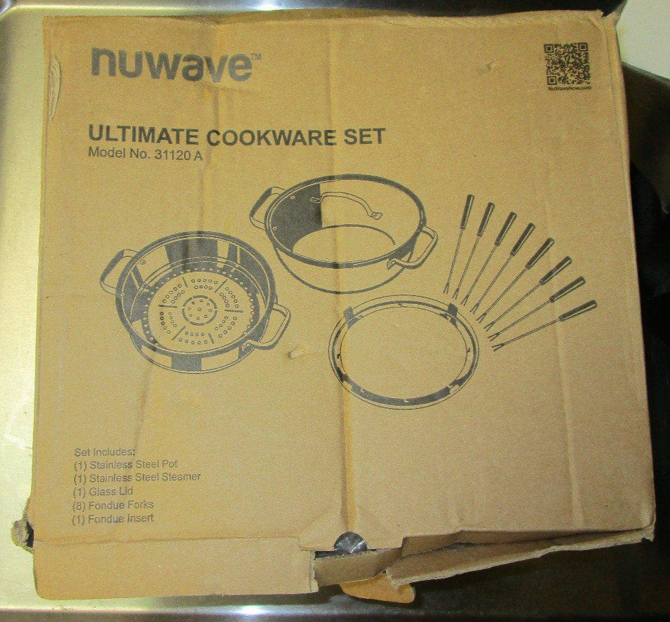 Nuwave Ultimate Induction 12 Pc Cookware Set 31120A Steamer Fondue ( damaged Box