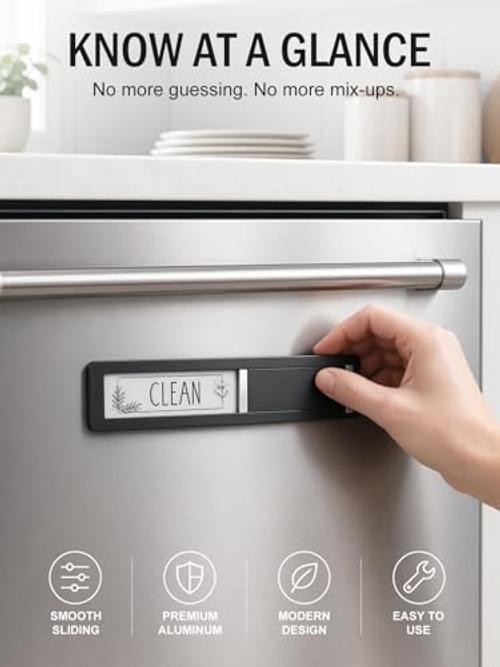 Dishwasher Magnet Clean Dirty Sign, Premium Stainless Steel, Dishwasher silver