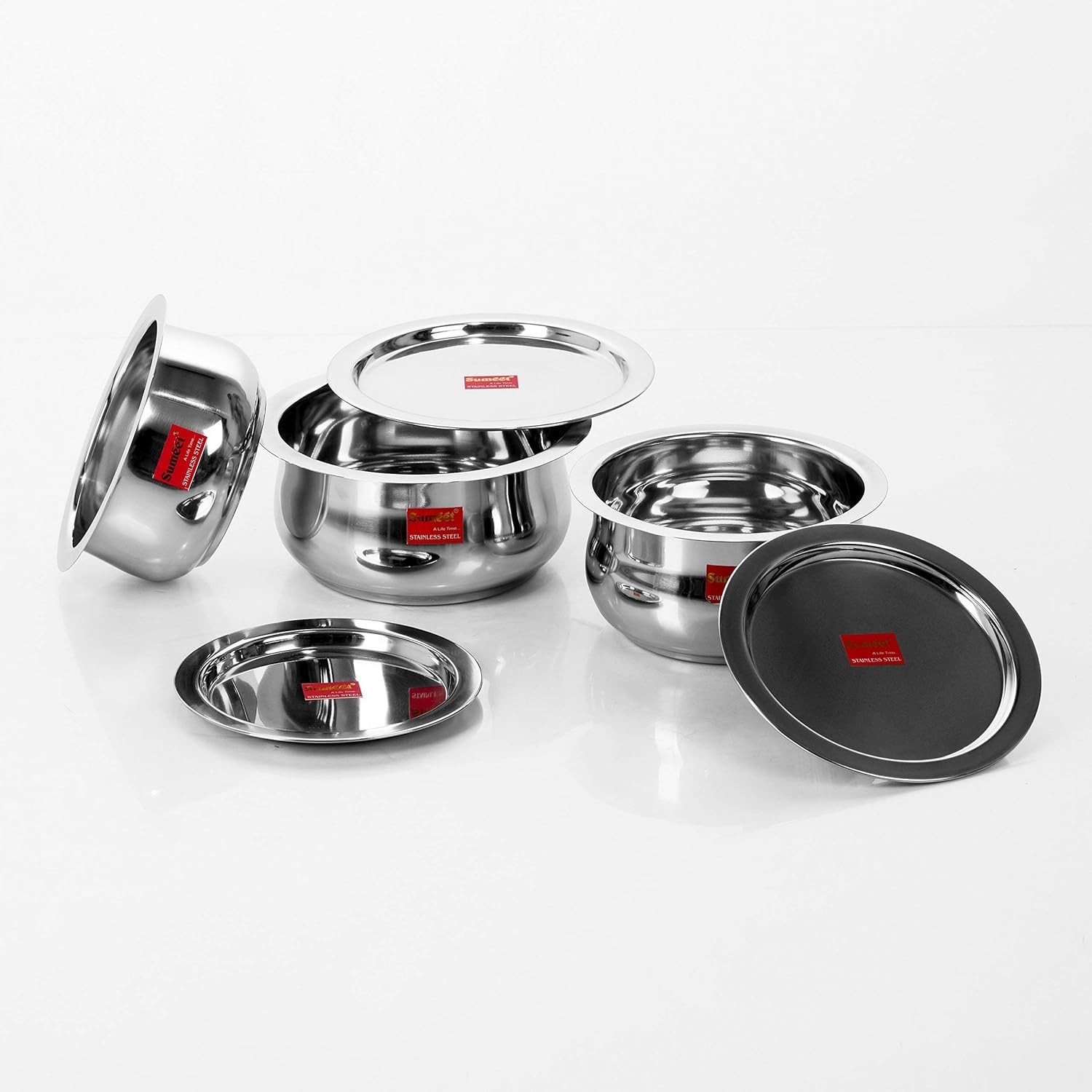 Stainless Steel Cookware Set 3 Piece 1.6 2.1 Liters