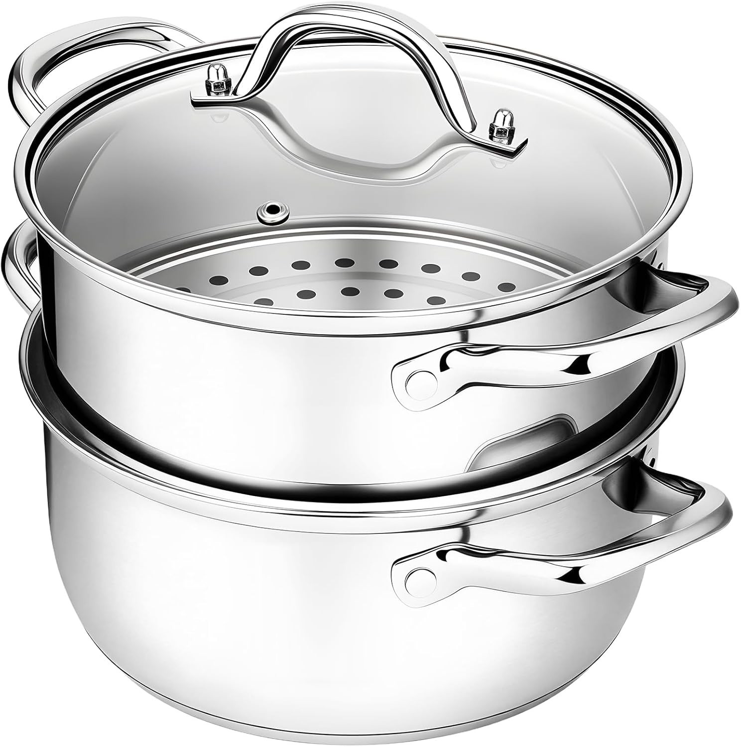 Stainless Steel Steamer Pot 3.2QT with Steamer Basket Food Cooker Kitchen Tools