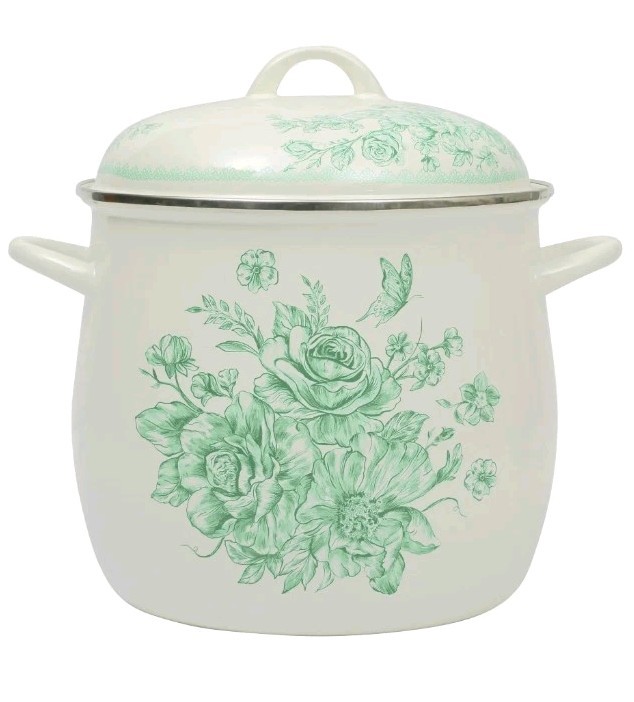 Pioneer Woman ~ AGATHA GREEN ~ 12 Quart Stock Pot w/Lid ~ Steel w/Enamel Finish