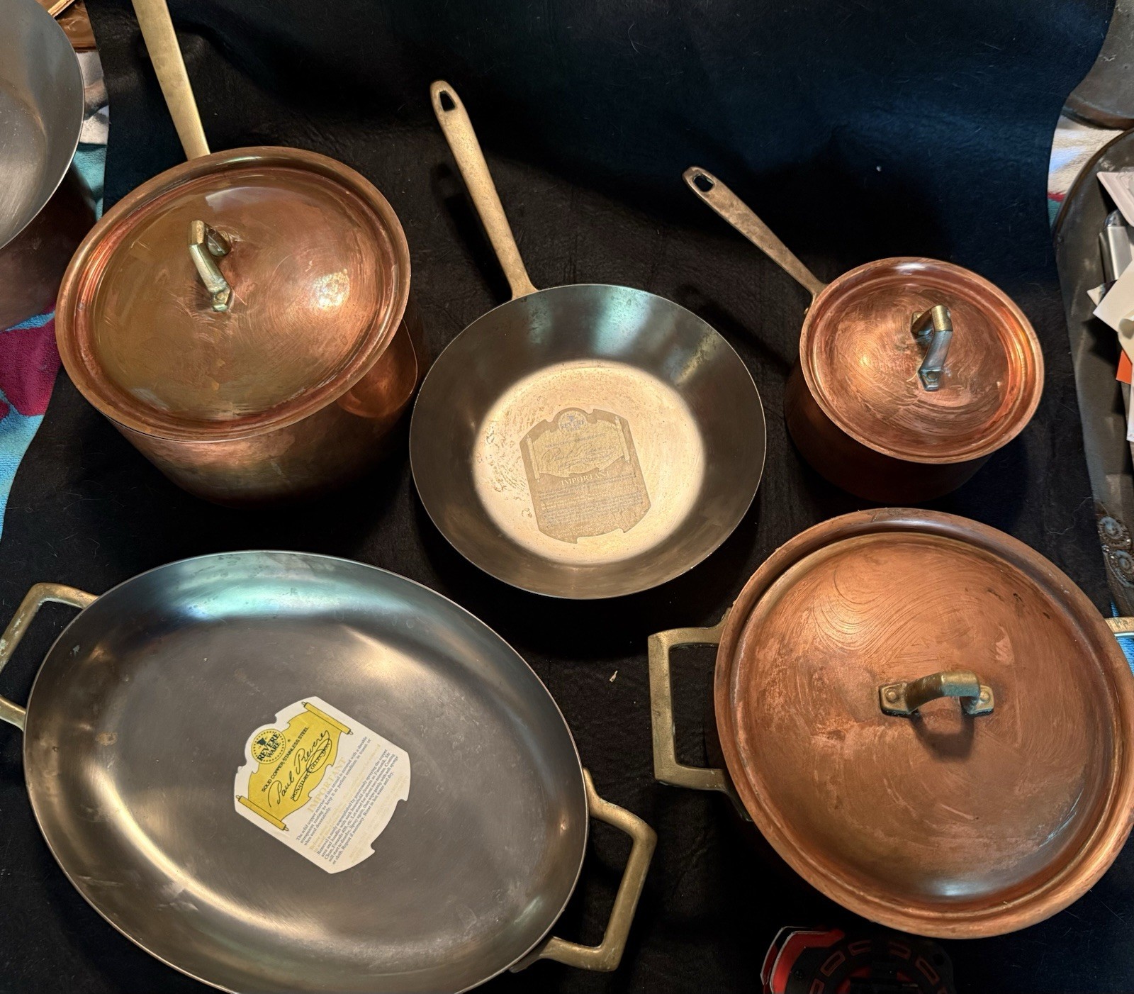 Paul Revere ware Signature 5-Piece 100% Copper Stainless Pan Set w/ Lids