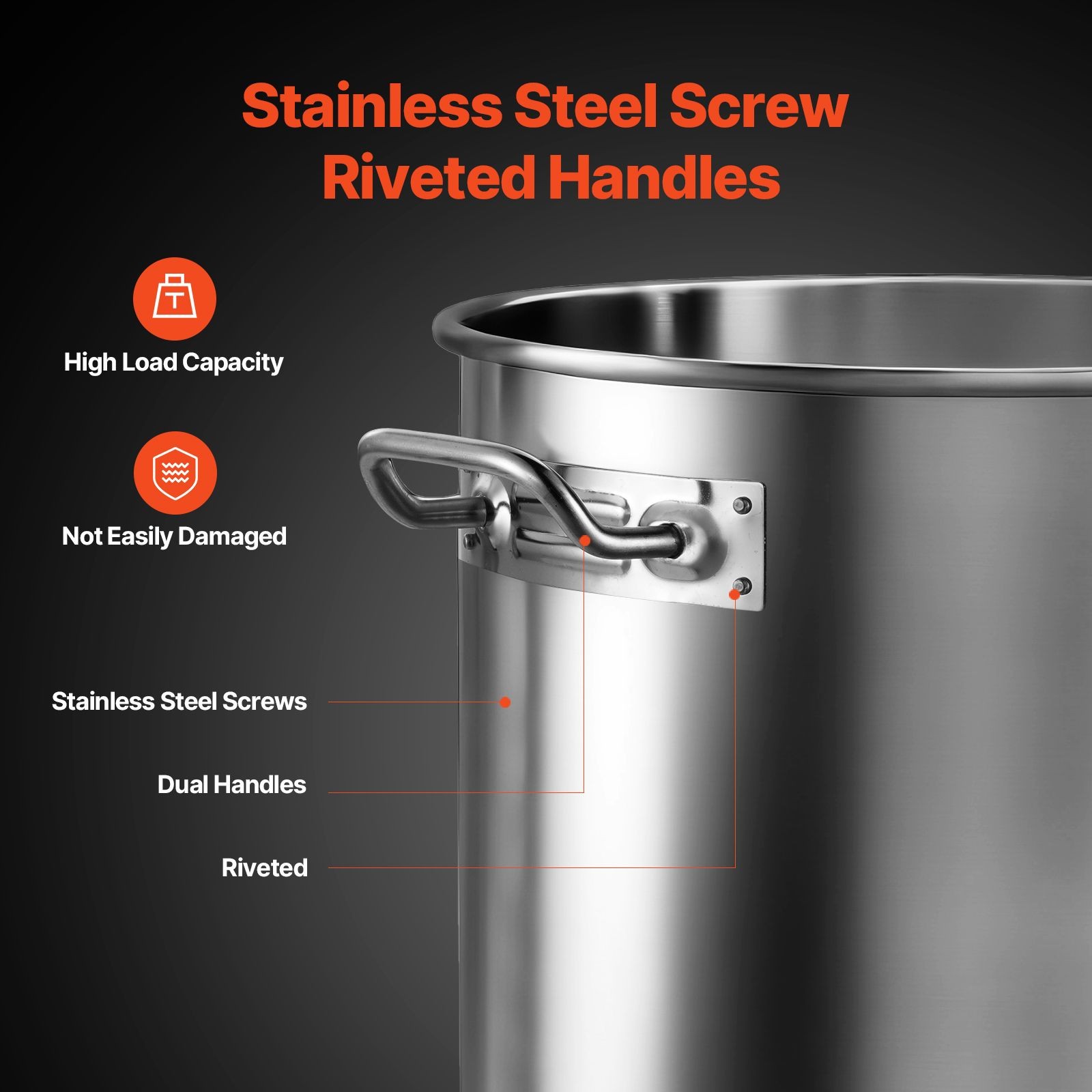 Stainless Steel Stockpot, 53 Quart Large Cooking Pots,Cookware Sauce Pot