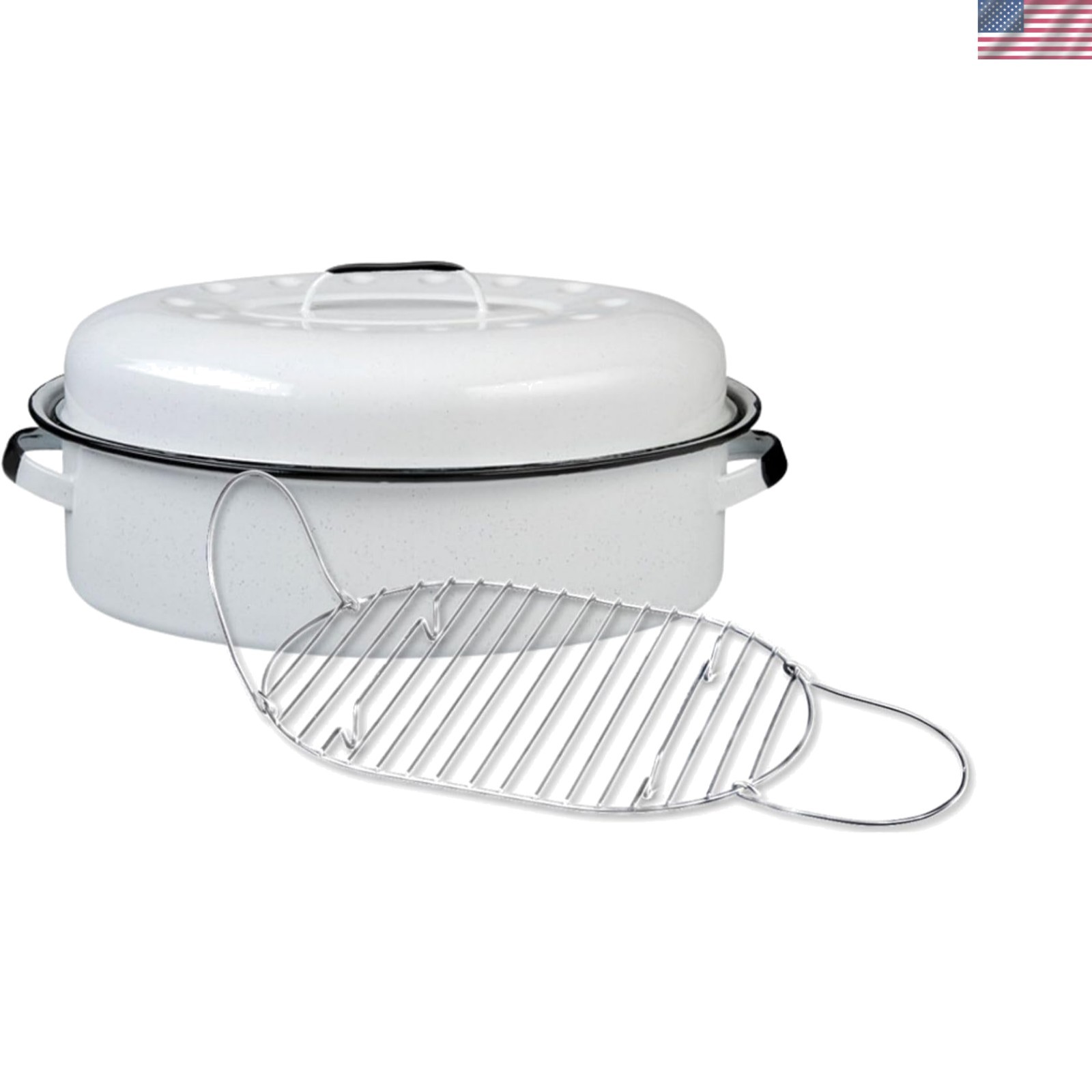 18-Inch Oval Covered Roaster With Rack – Nonstick Enamel Steel Cookware with …