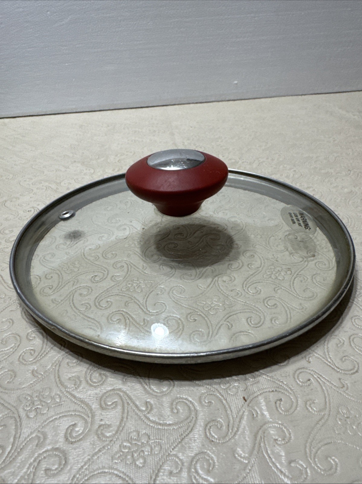 Replacement Glass LID ONLY for Pot 6-3/4″ Inner Rim Red Knob