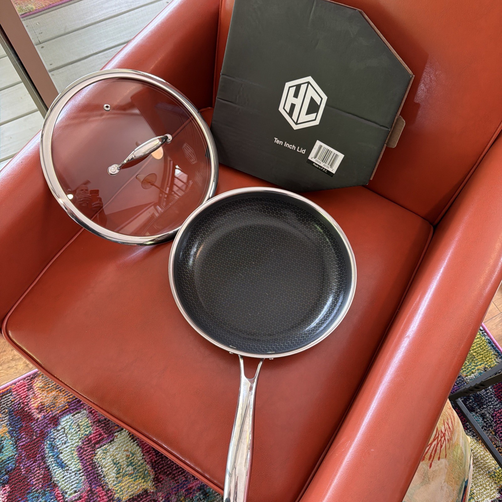 Good Shape! HexClad Hybrid 10” Nonstick Frying Pan w Temper Glass Lid