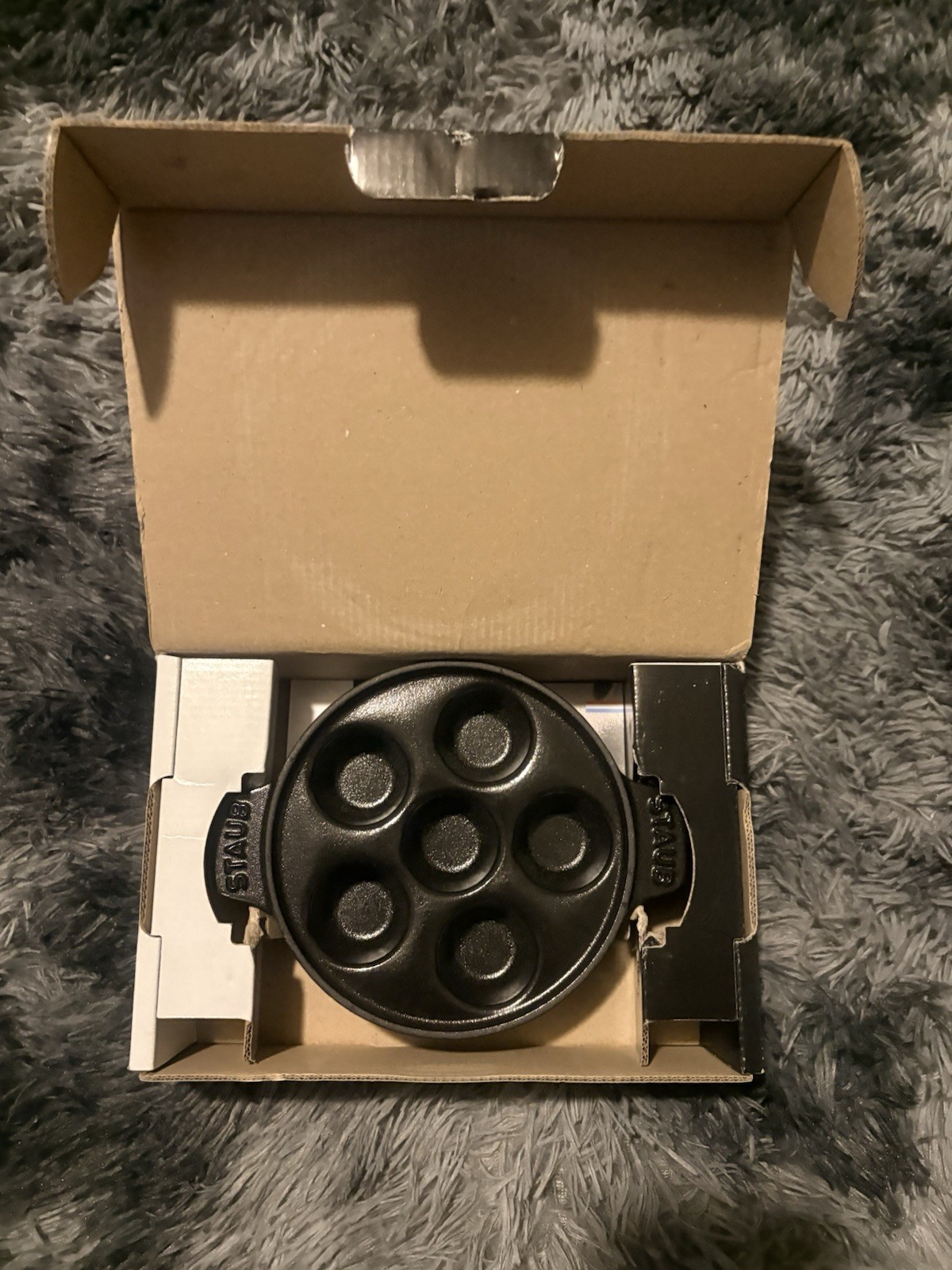 Staub Cast Iron 5.75-inch Escargot Dish with 6 holes, Matte Black Made in France