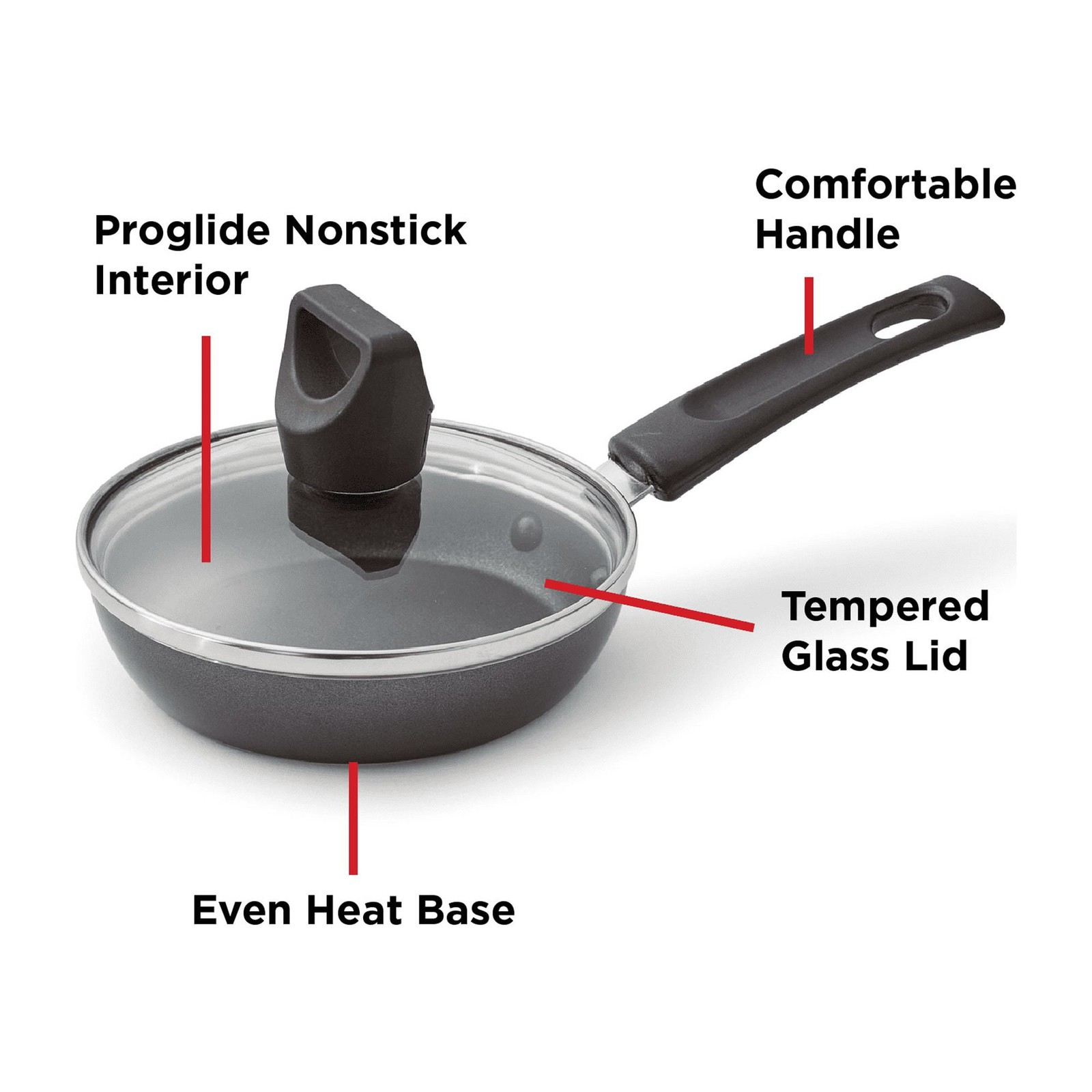 Easy Care Nonstick Cookware Covered One Egg Fry Pan 4.5 inch Black