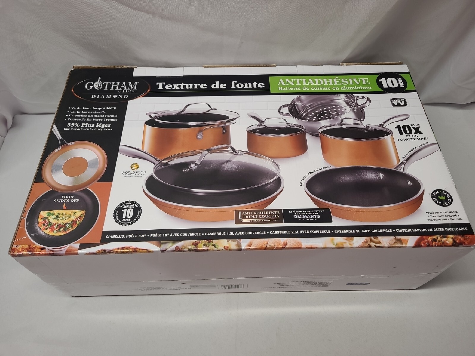 Cast Textured Aluminum Ceramic Nonstick Cookware 10-Piece Set Cool Handle NEW