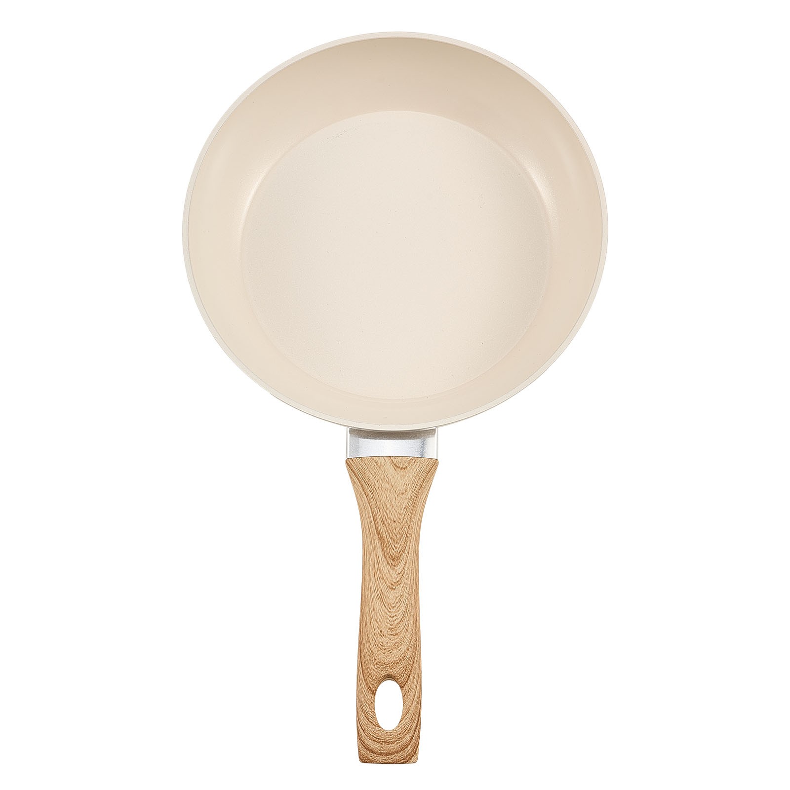 Uimoso 3-Piece Aluminum Frying Pan Set with Handles – 8, 9.5, 11 Inches, Beige