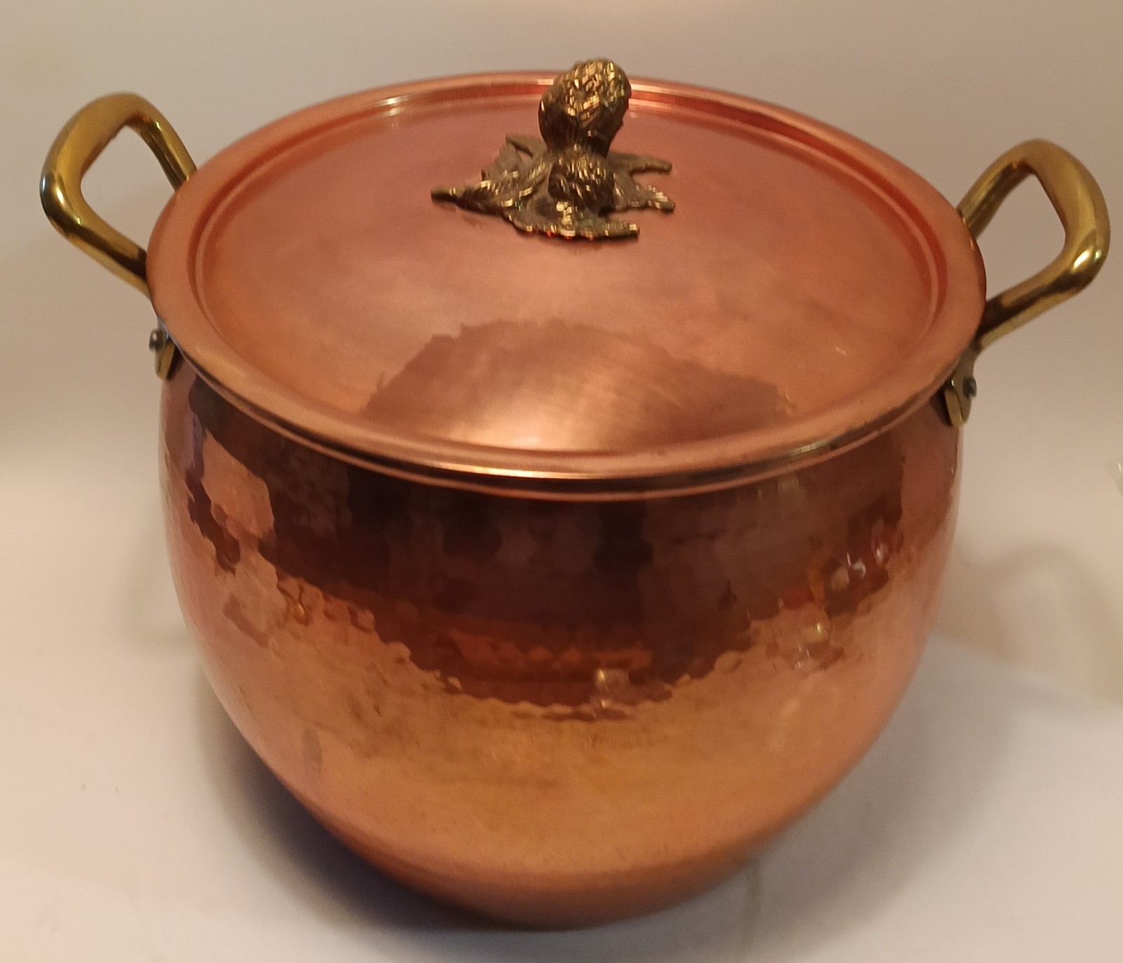 Ruffoni Hammered Copper Stock Pot 14 Qt Italian Made With Lid