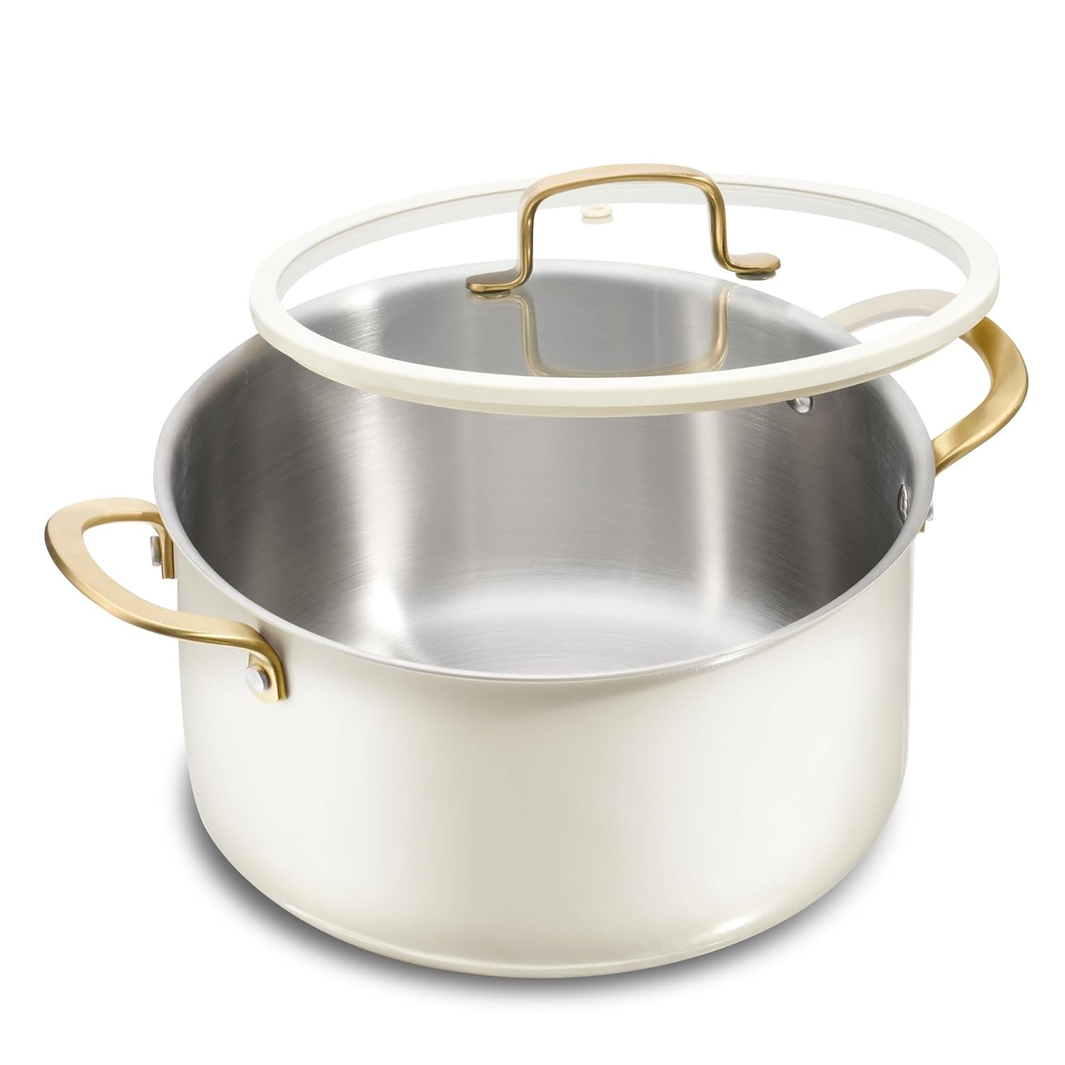 CAROTE 6QT Full Clad Tri Ply Stainless Steel Stock Pot with Lid, Kitchen Stockpo