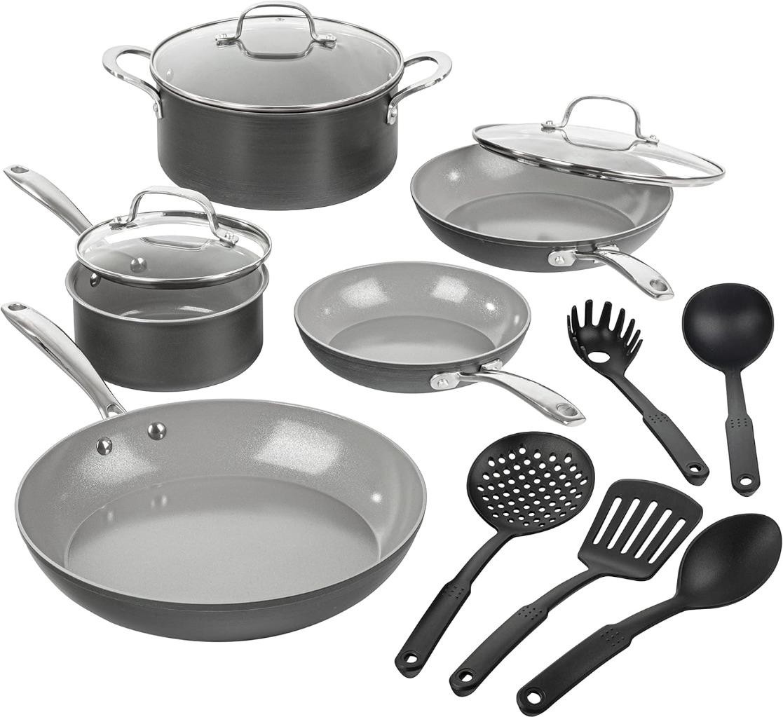 8 Piece Hard Anodized Premium Chef??s Cookware Set |+ 5 Piece Utensil Set