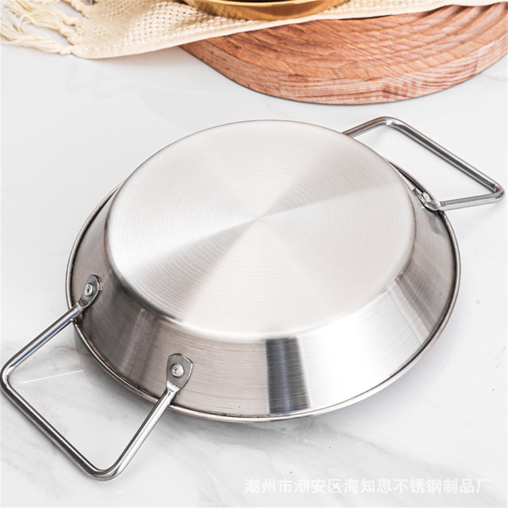 Rust Resistant Stainless Steel Paella Pot Flat Bottom Cooking Pot 32CM